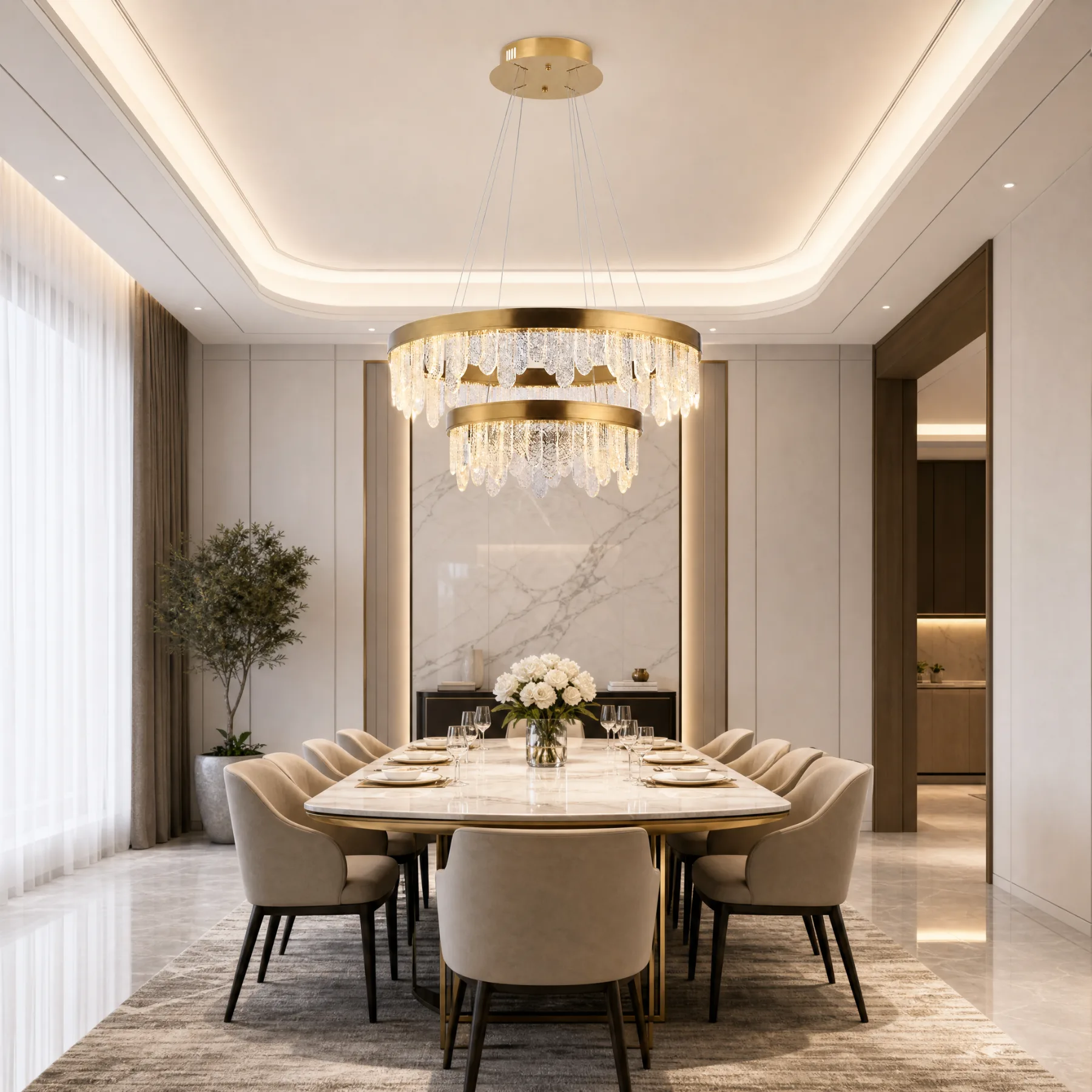 Gilded Crystal Ring Chandelier image 2