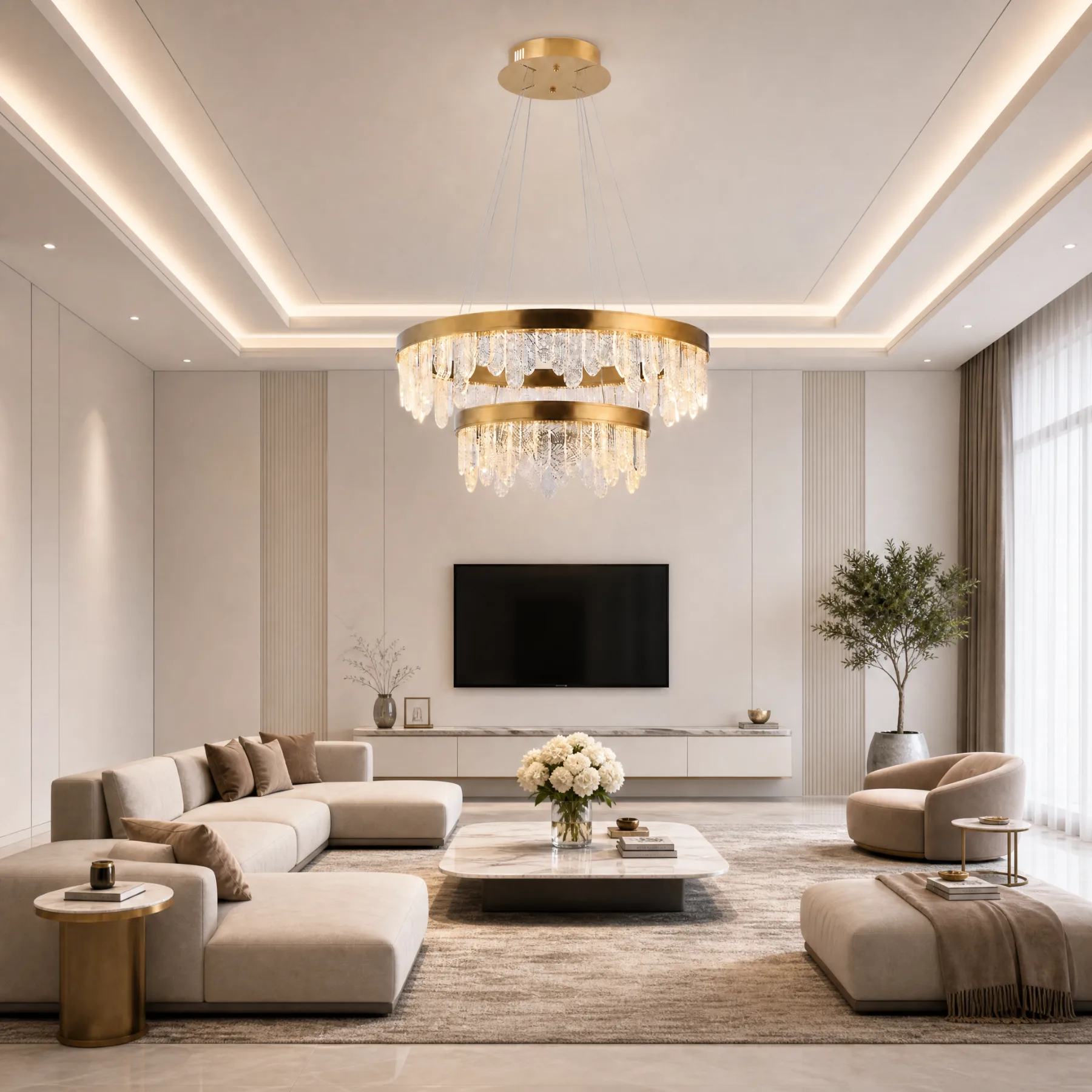 Gilded Crystal Ring Chandelier image 6