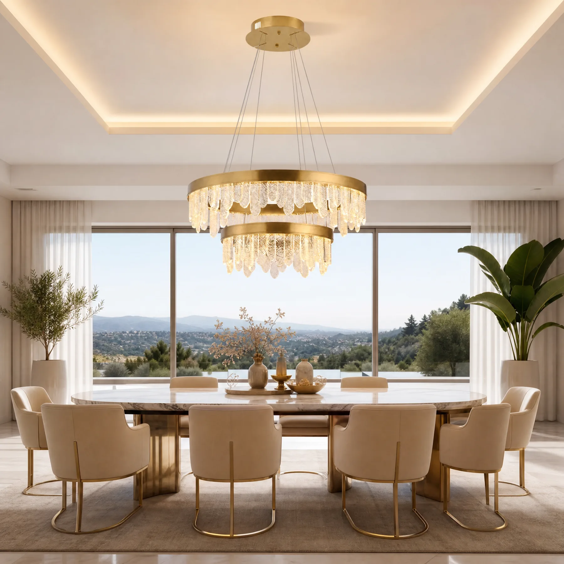 Gilded Crystal Ring Chandelier image 3