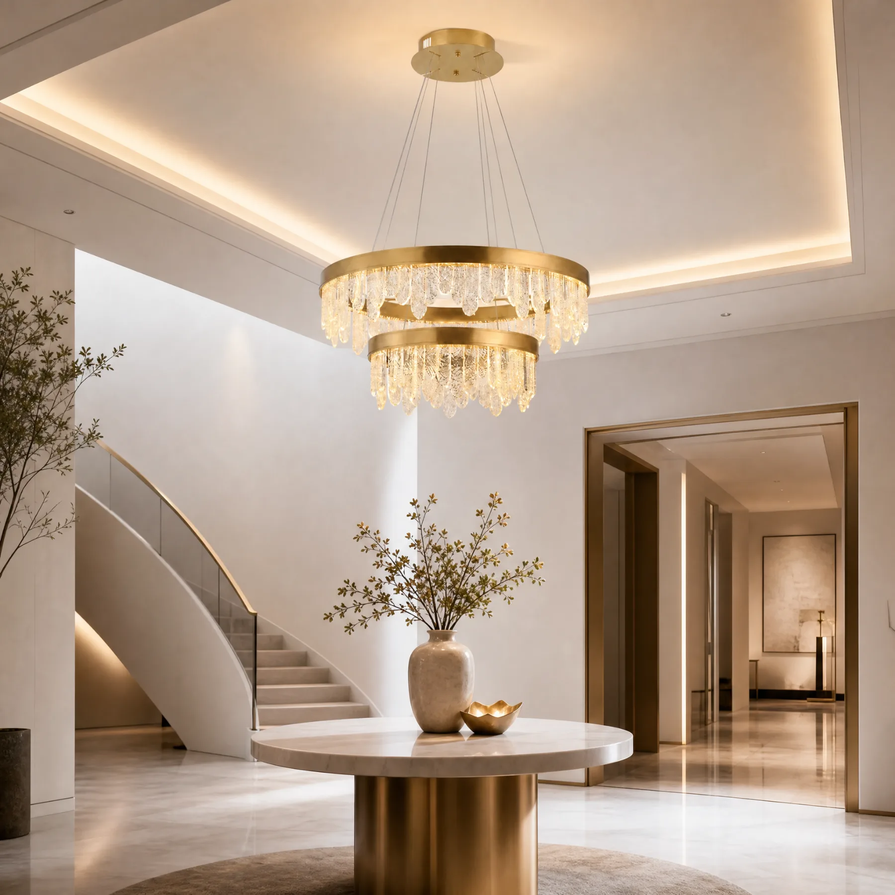 Gilded Crystal Ring Chandelier image 4