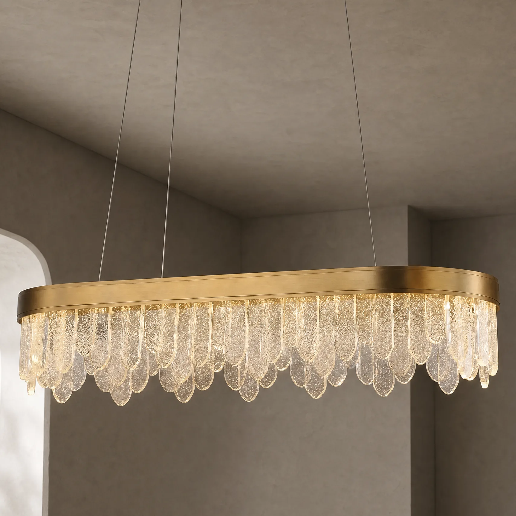 Gilded Crystal Linear Chandelier custom chandeliers