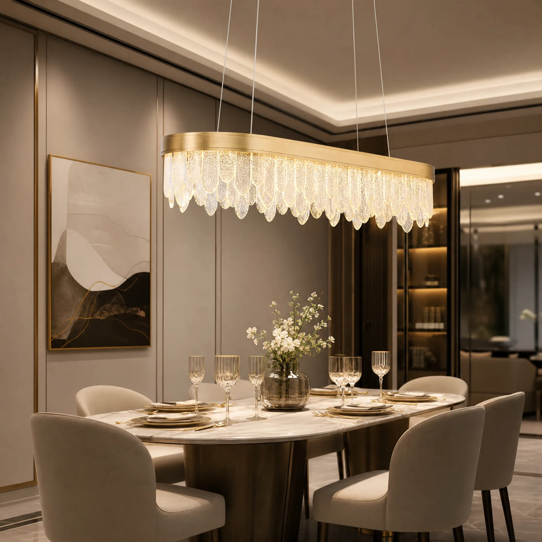 Gilded Crystal Linear Chandelier image 5