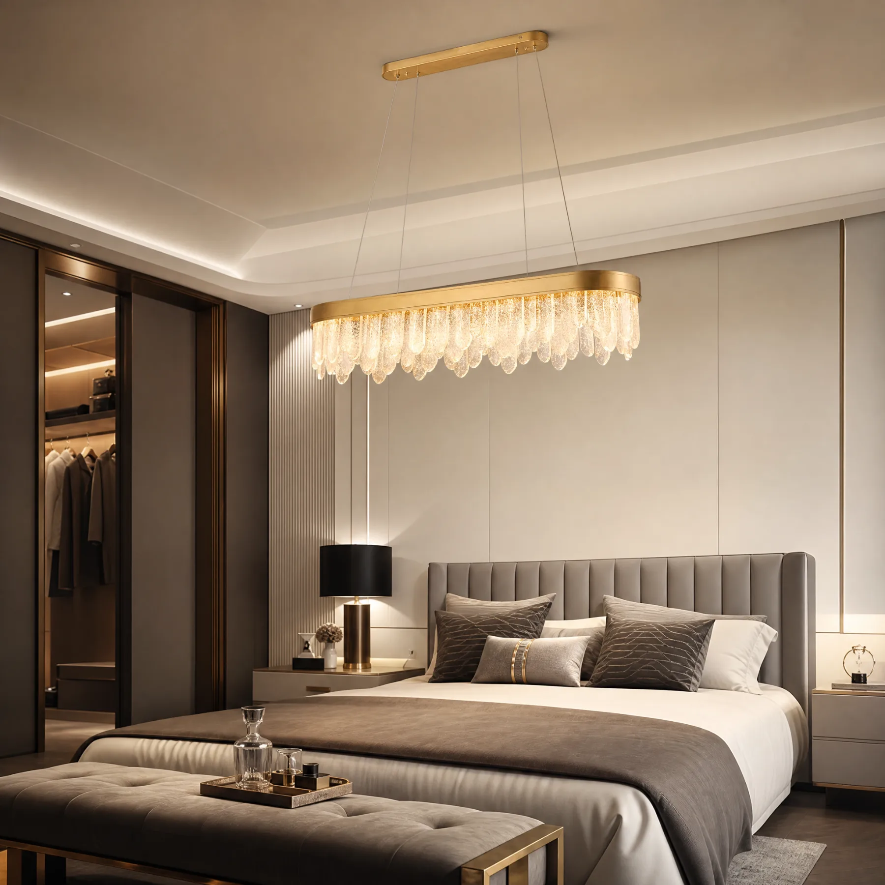 Gilded Crystal Linear Chandelier image 3