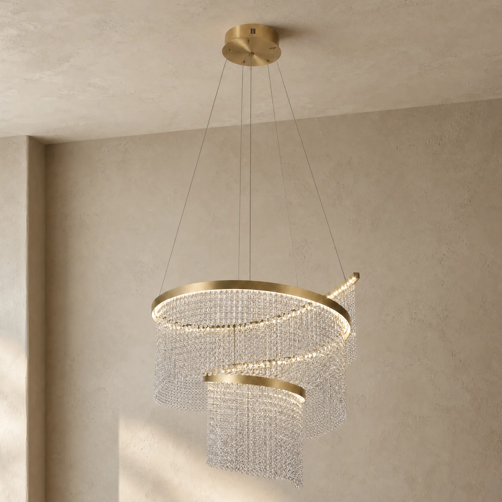Luminous Crystal Spiral Chandelier custom chandeliers