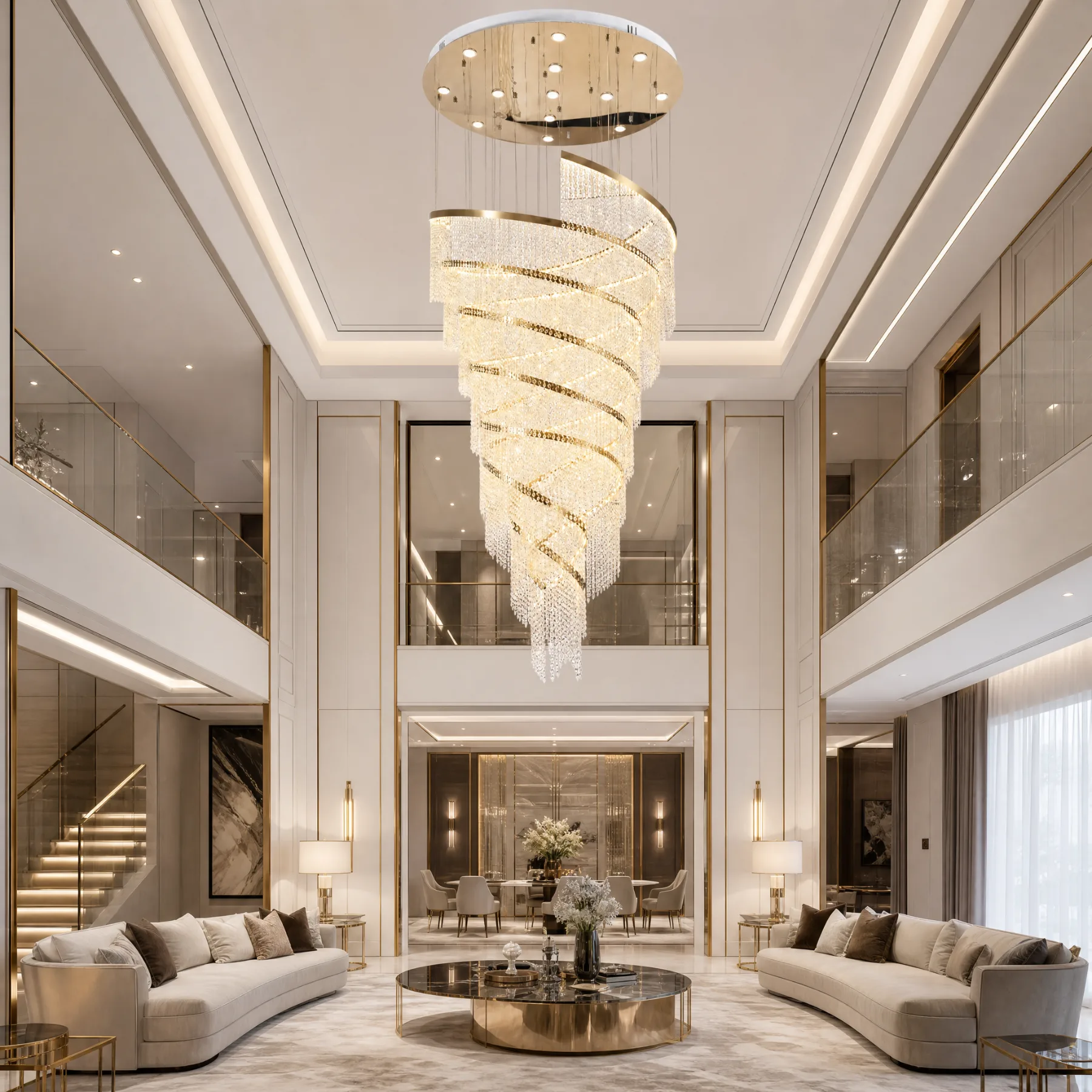 Spiral Crystal Cascade Chandelier image 2
