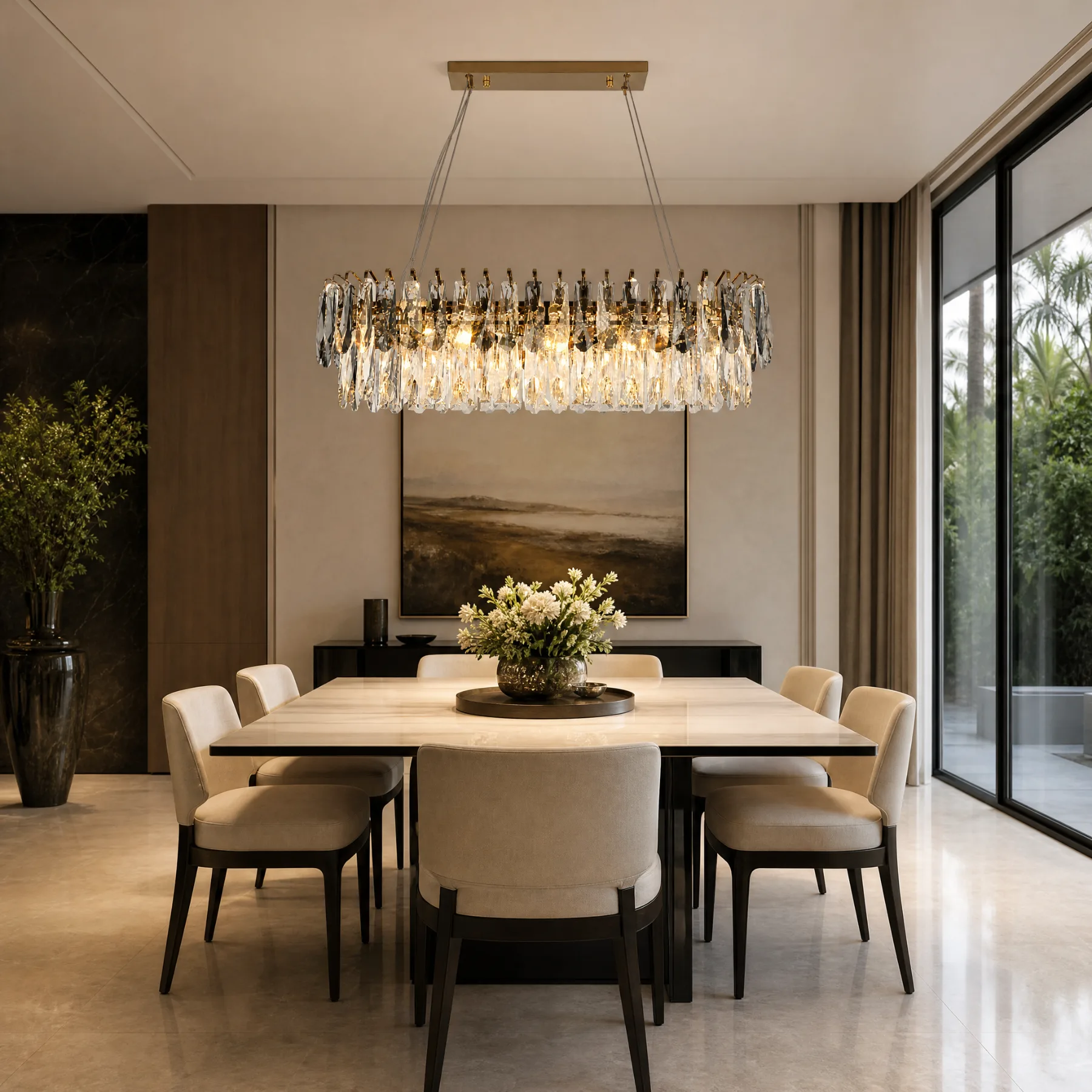 Gilded Crystal Linear Chandelier image 2