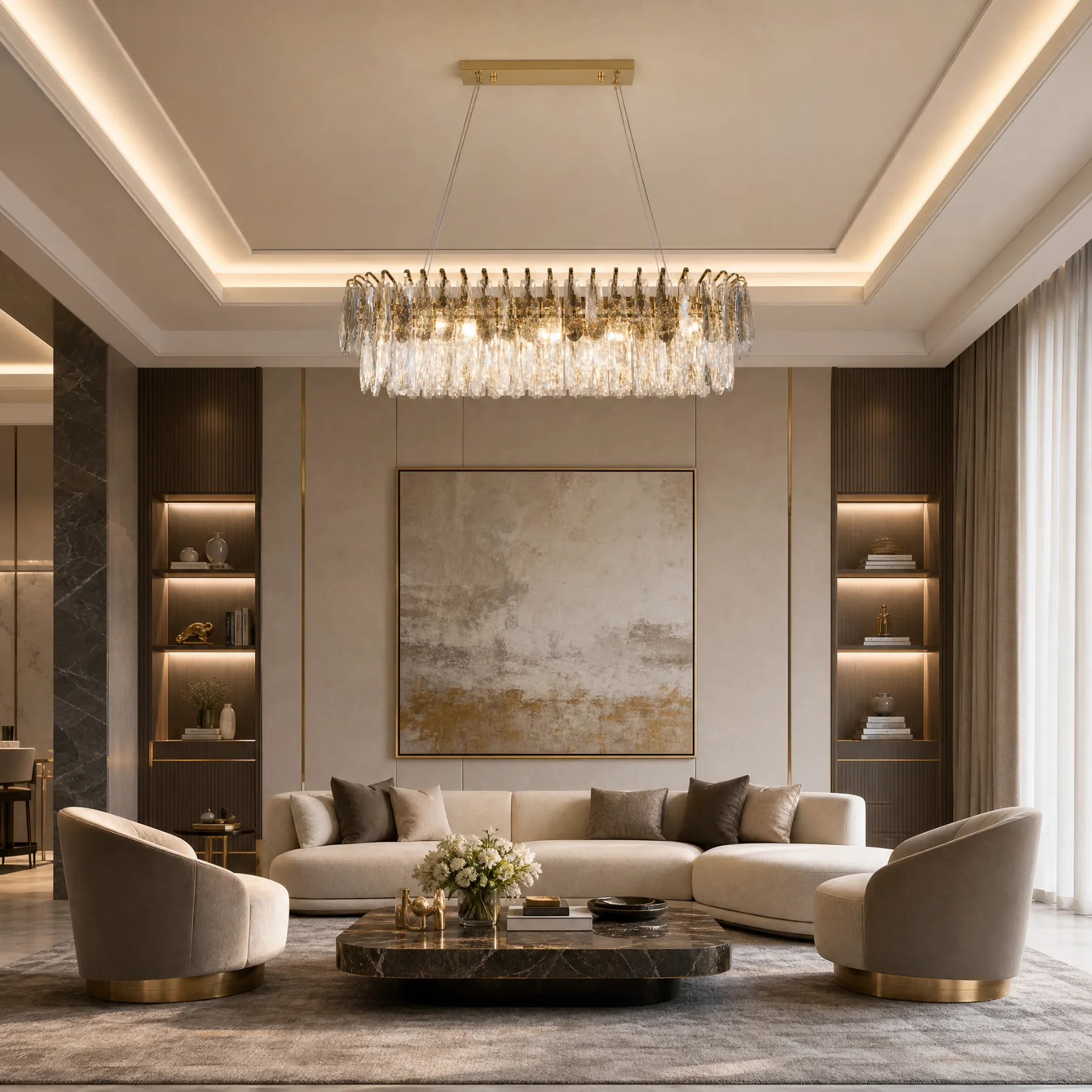 Gilded Crystal Linear Chandelier image 3