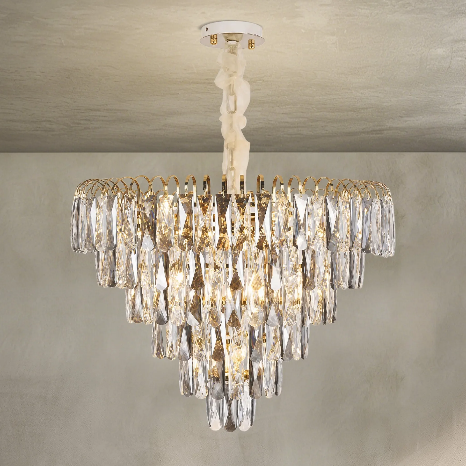 Luminous Crystal Tiered Chandelier custom chandeliers