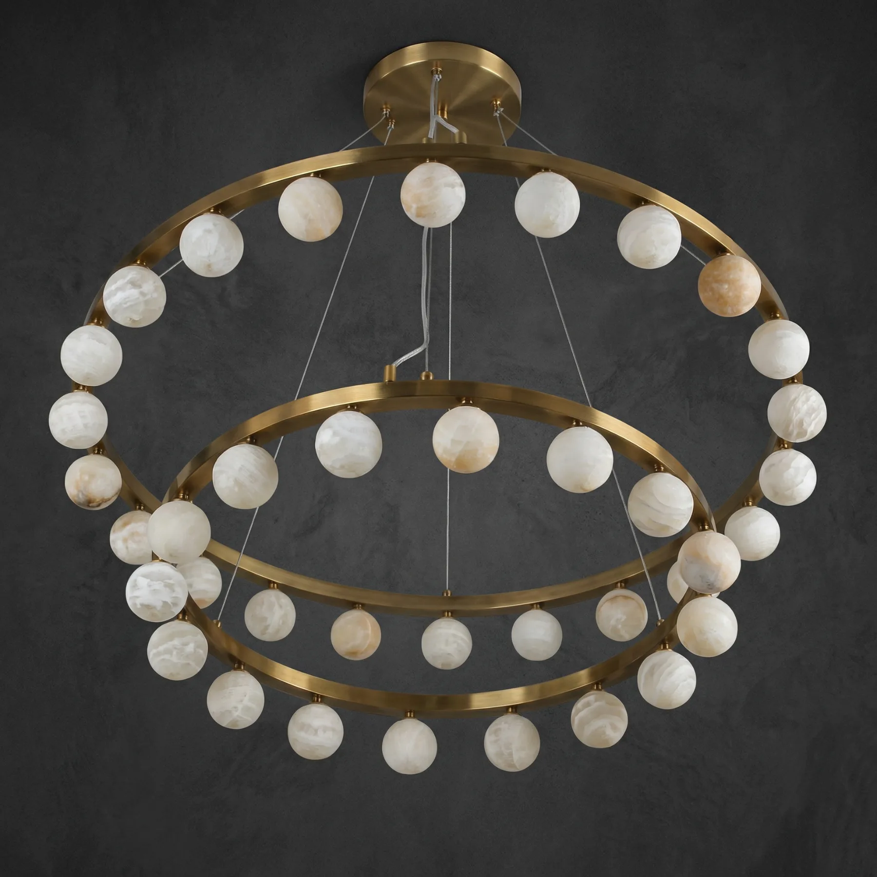 Gilded Alabaster Ring Chandelier image 2