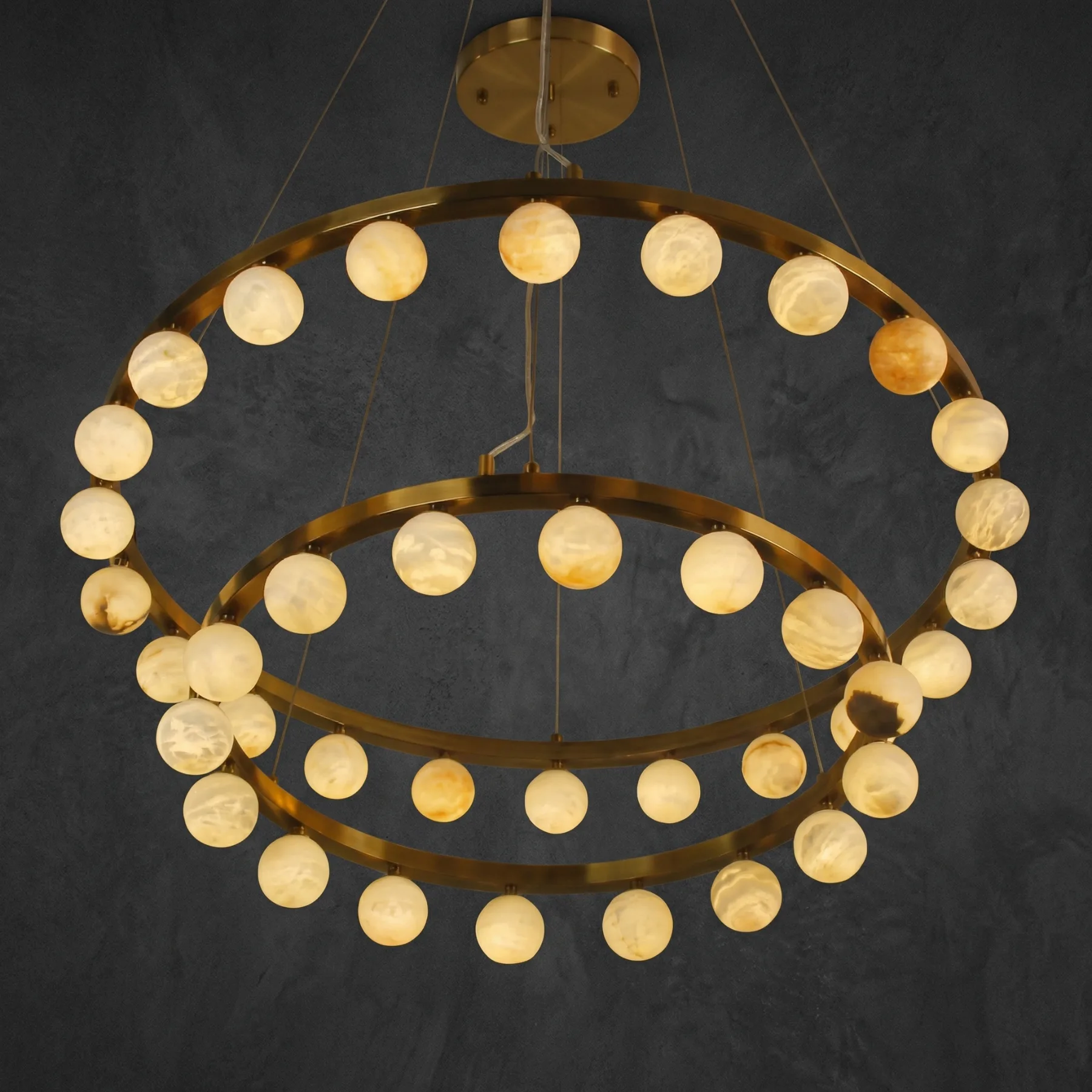 Gilded Alabaster Ring Chandelier custom chandeliers