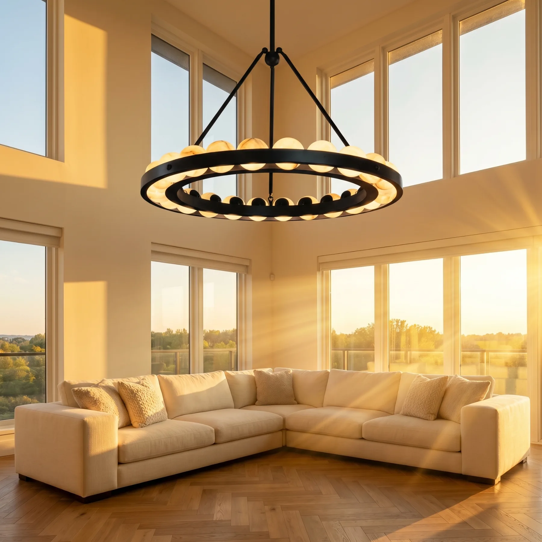 Luminous Alabaster Ring Chandelier image 3