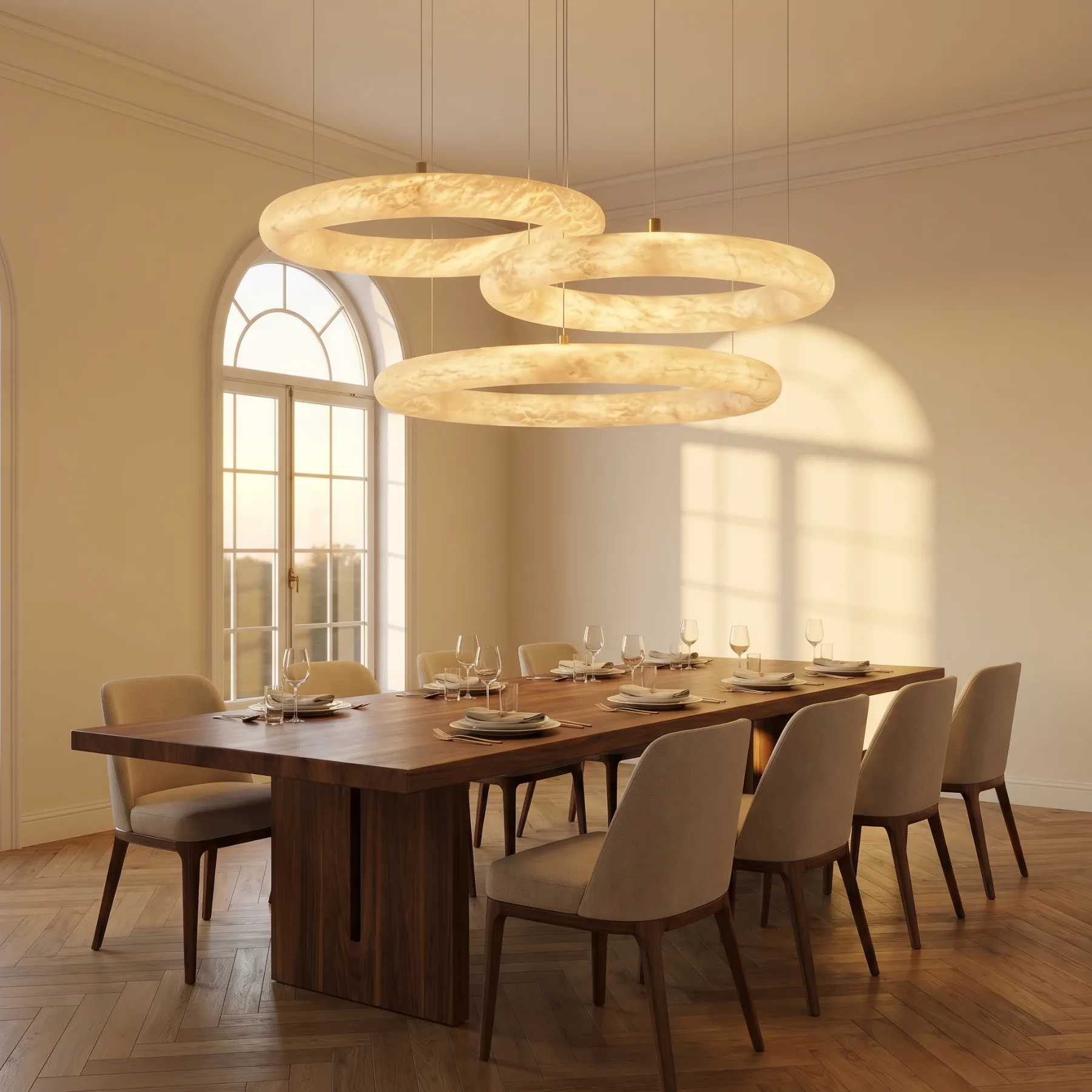 Luminous Alabaster Ring Chandelier image 4