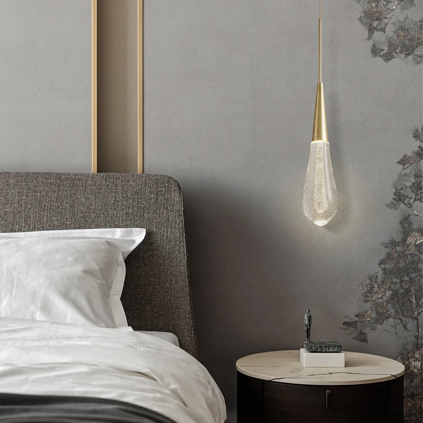 Gilded Teardrop Glass Pendant Light image 3