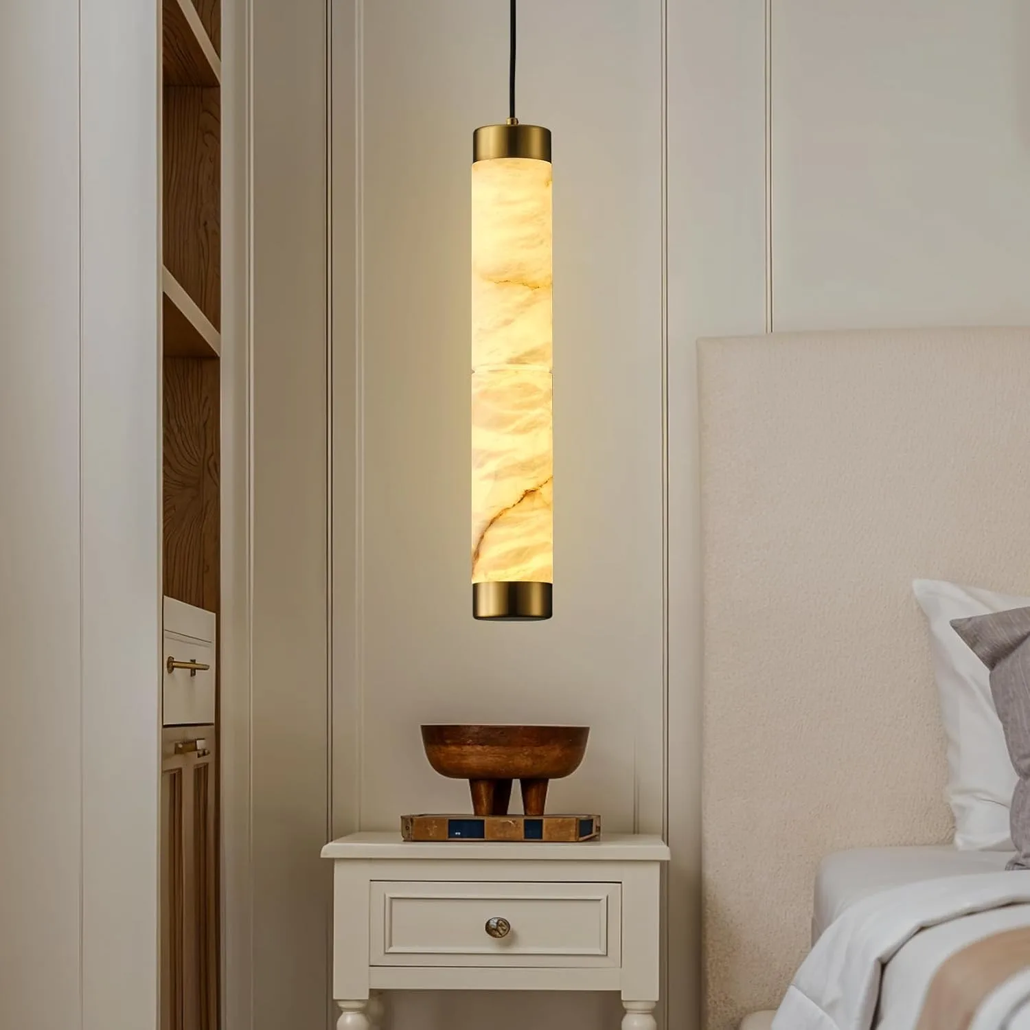 Luminous Alabaster Cylinder Pendant image 2
