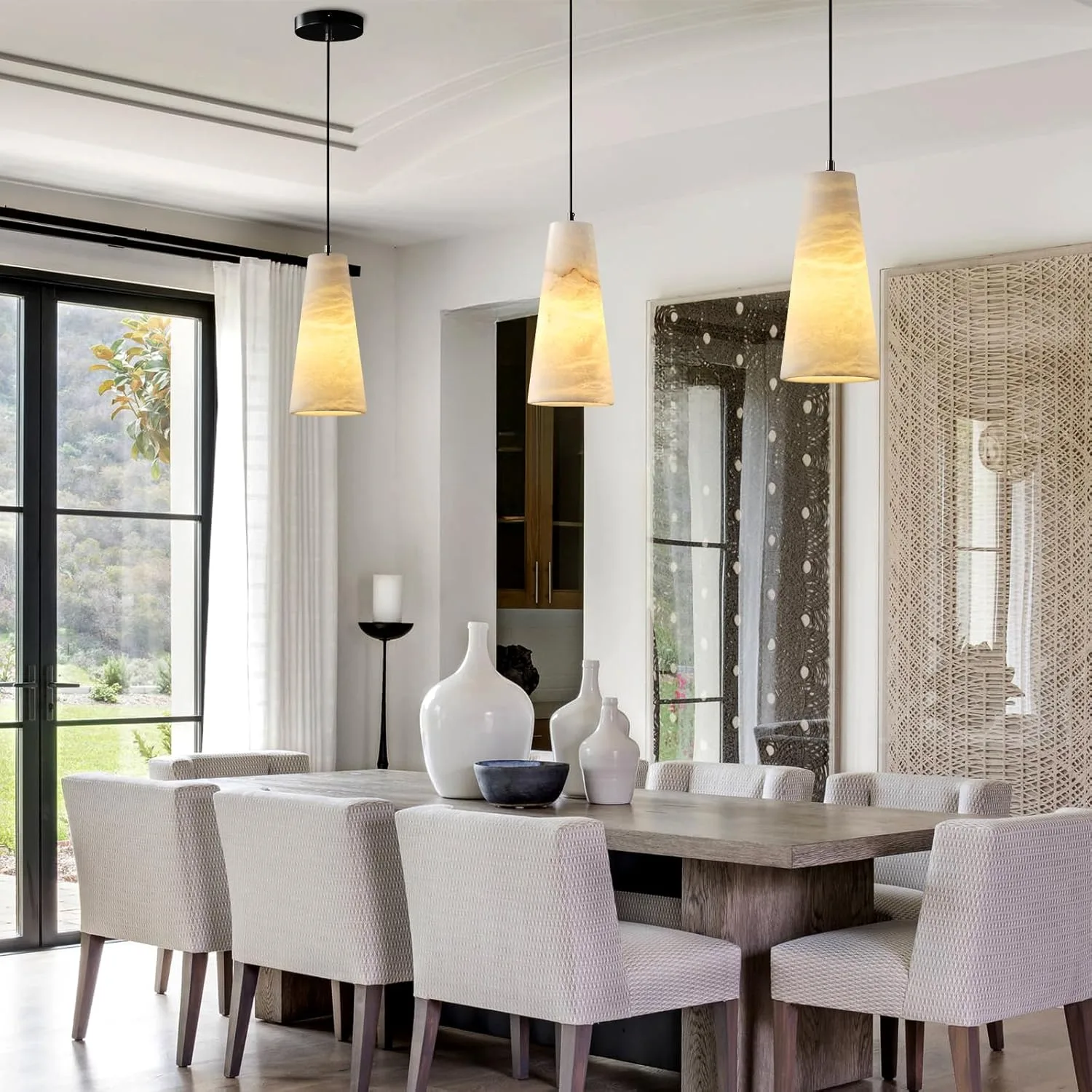 Warm Alabaster Cone Pendant Light image 2
