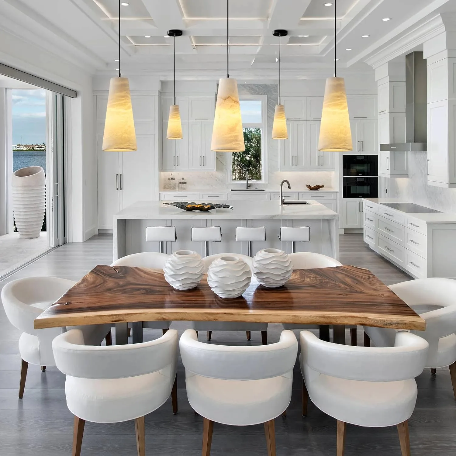 Warm Alabaster Cone Pendant Light image 7