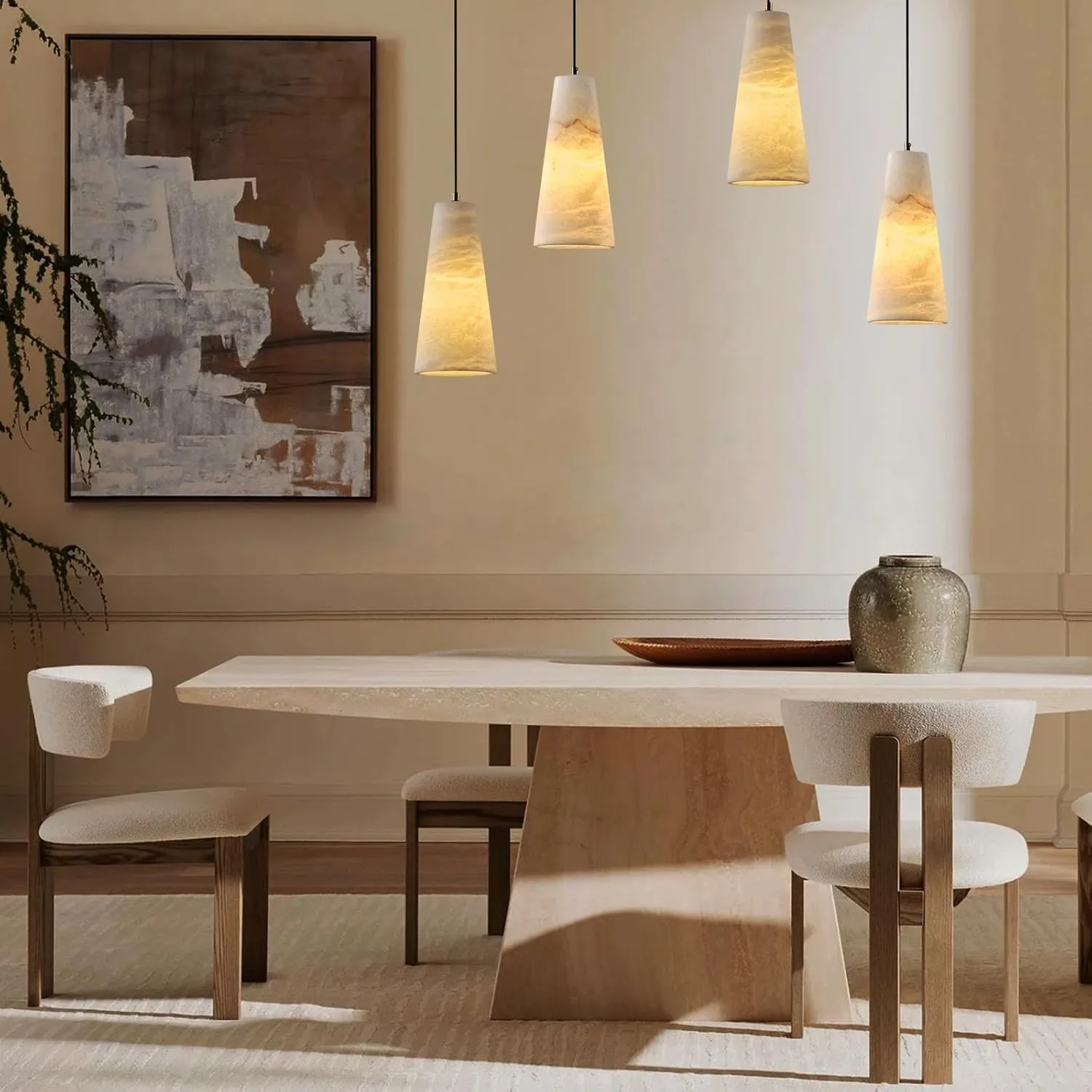 Warm Alabaster Cone Pendant Light image 8