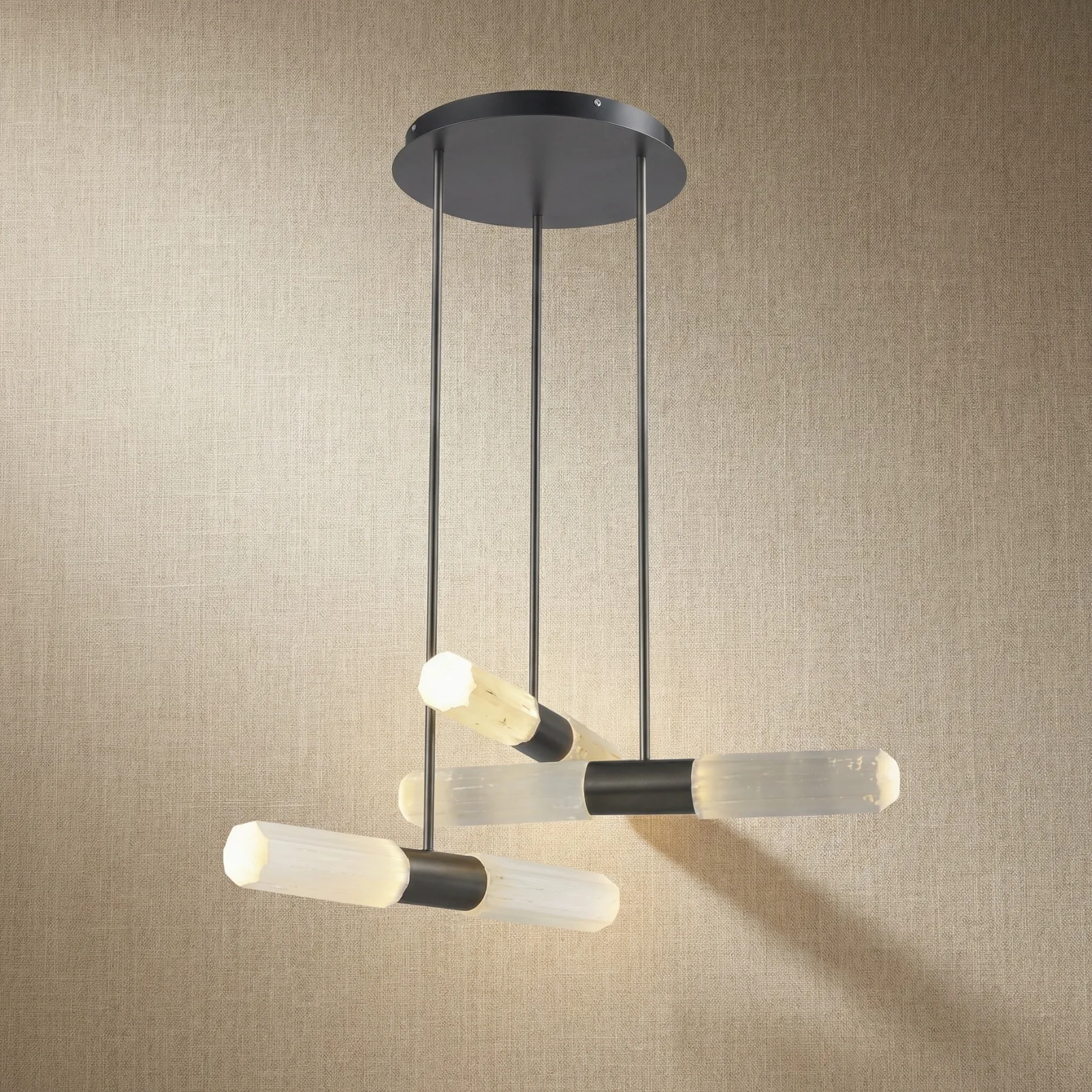 Luminous Ribbed Selenite Pendant Light custom pendants