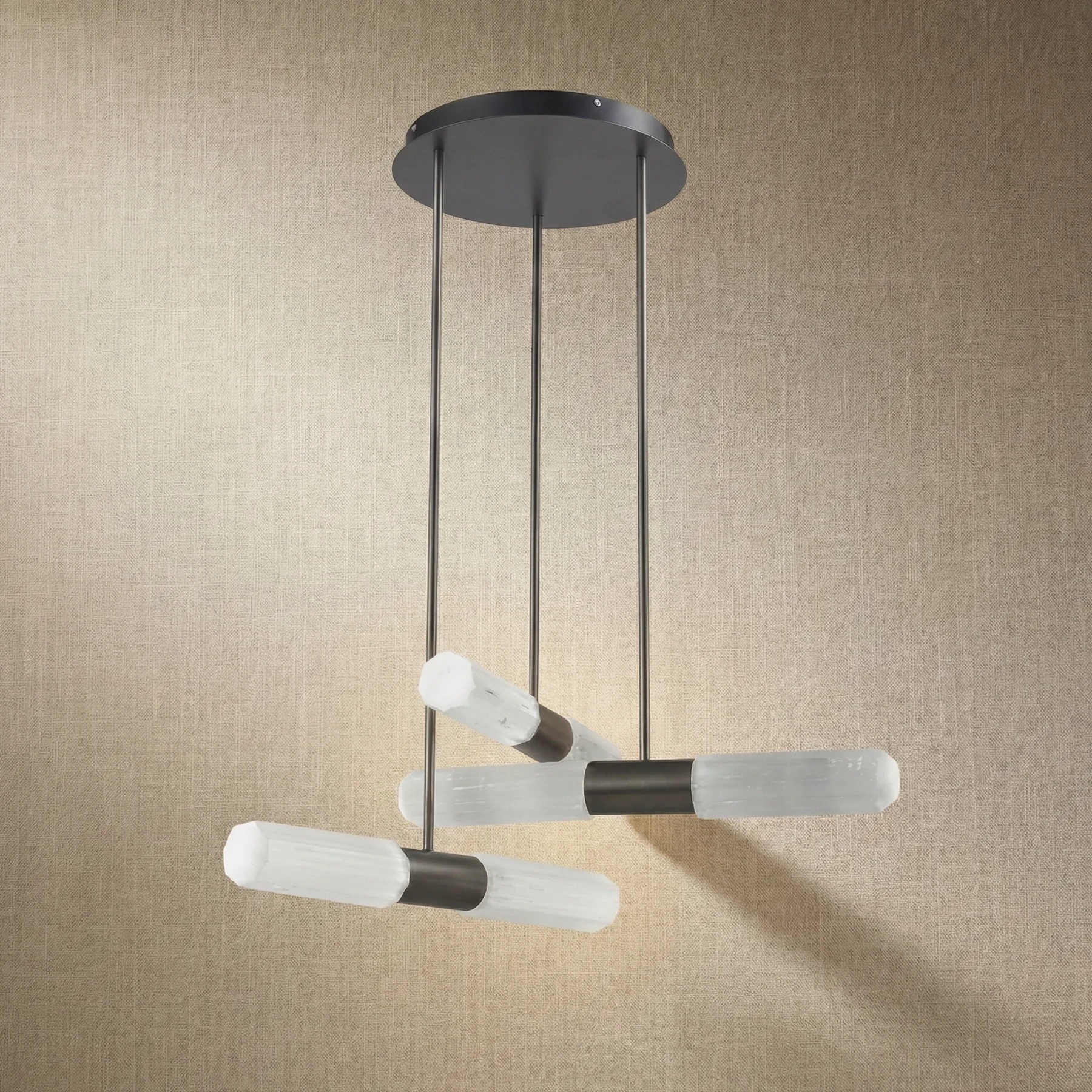 Luminous Ribbed Selenite Pendant Light image 5