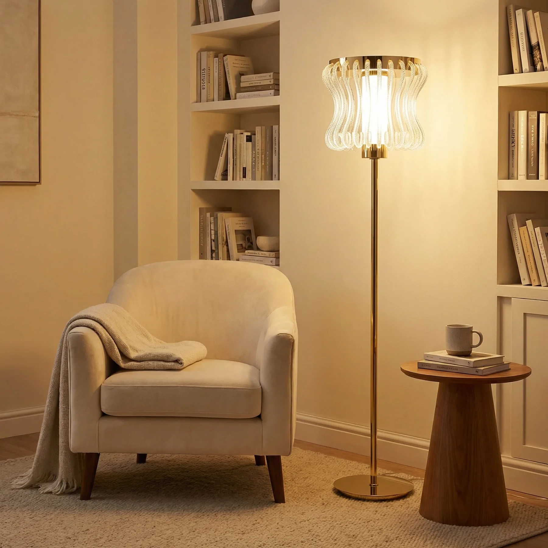 Gilded Ripple Glass Floor Lamp image 2