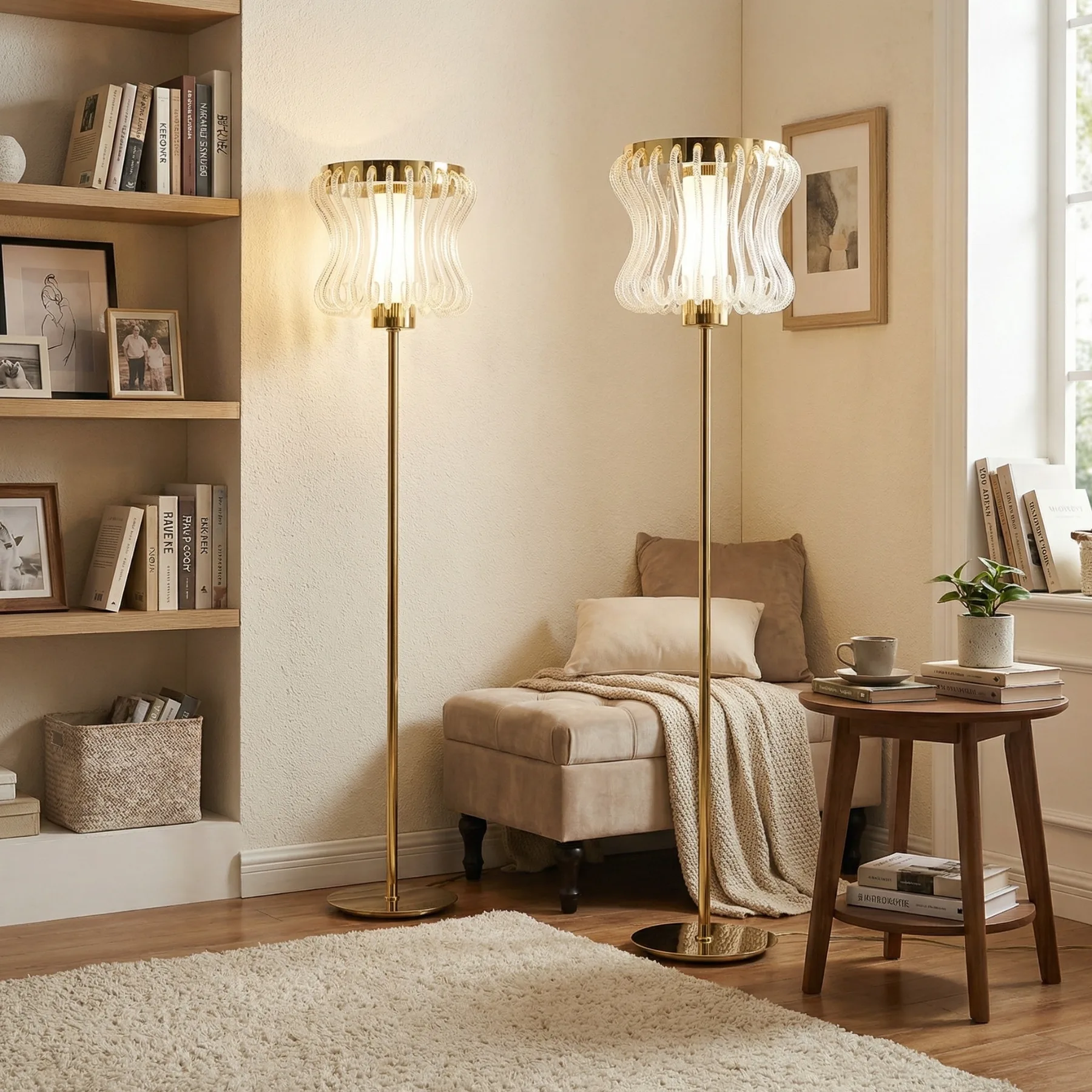 Gilded Ripple Glass Floor Lamp image 4