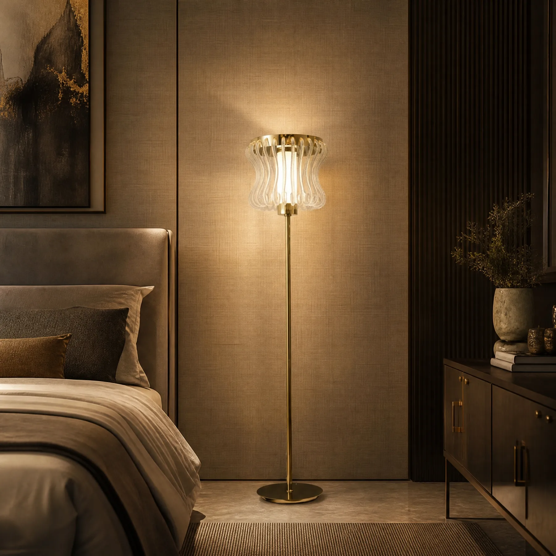 Gilded Ripple Glass Floor Lamp image 6