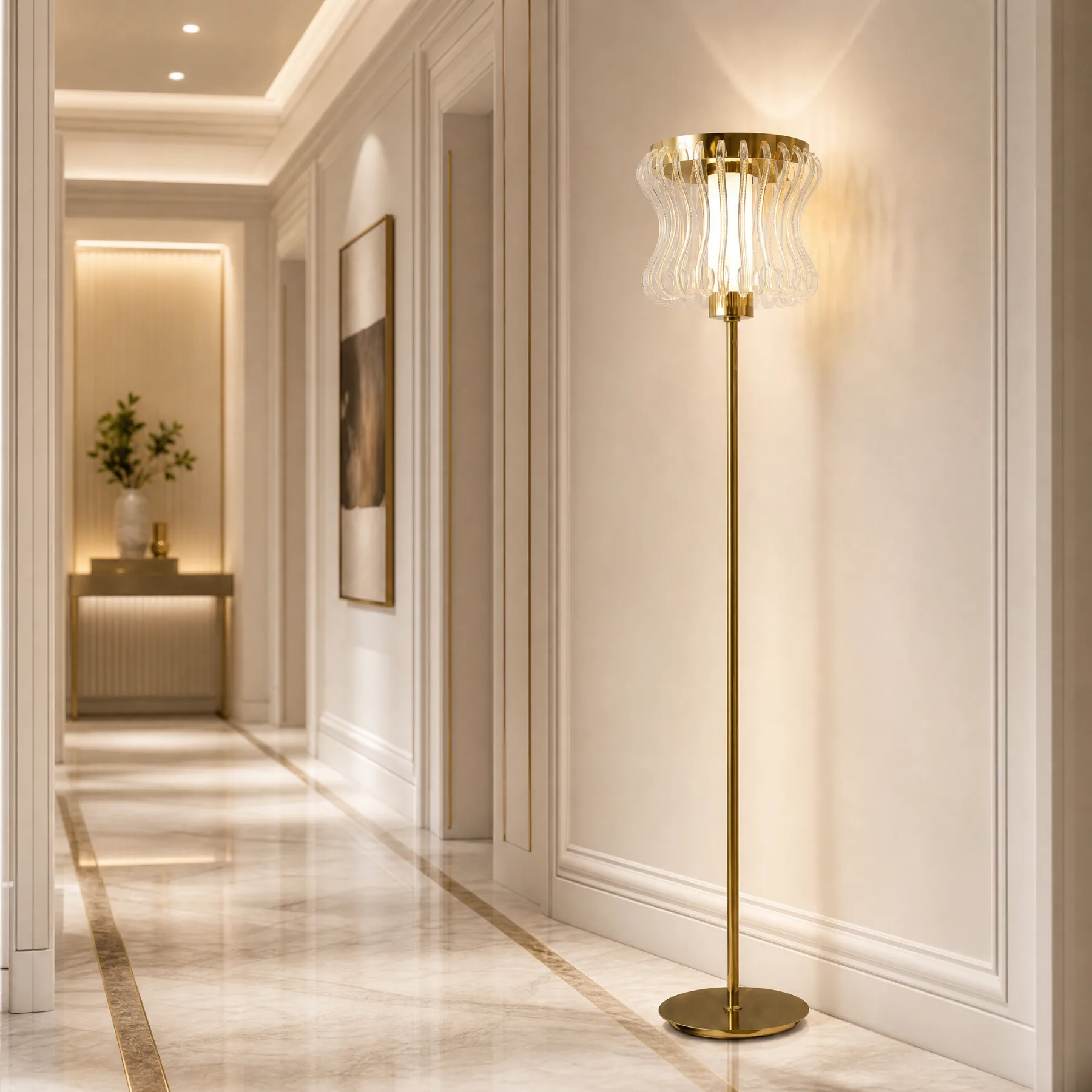 Gilded Ripple Glass Floor Lamp image 7