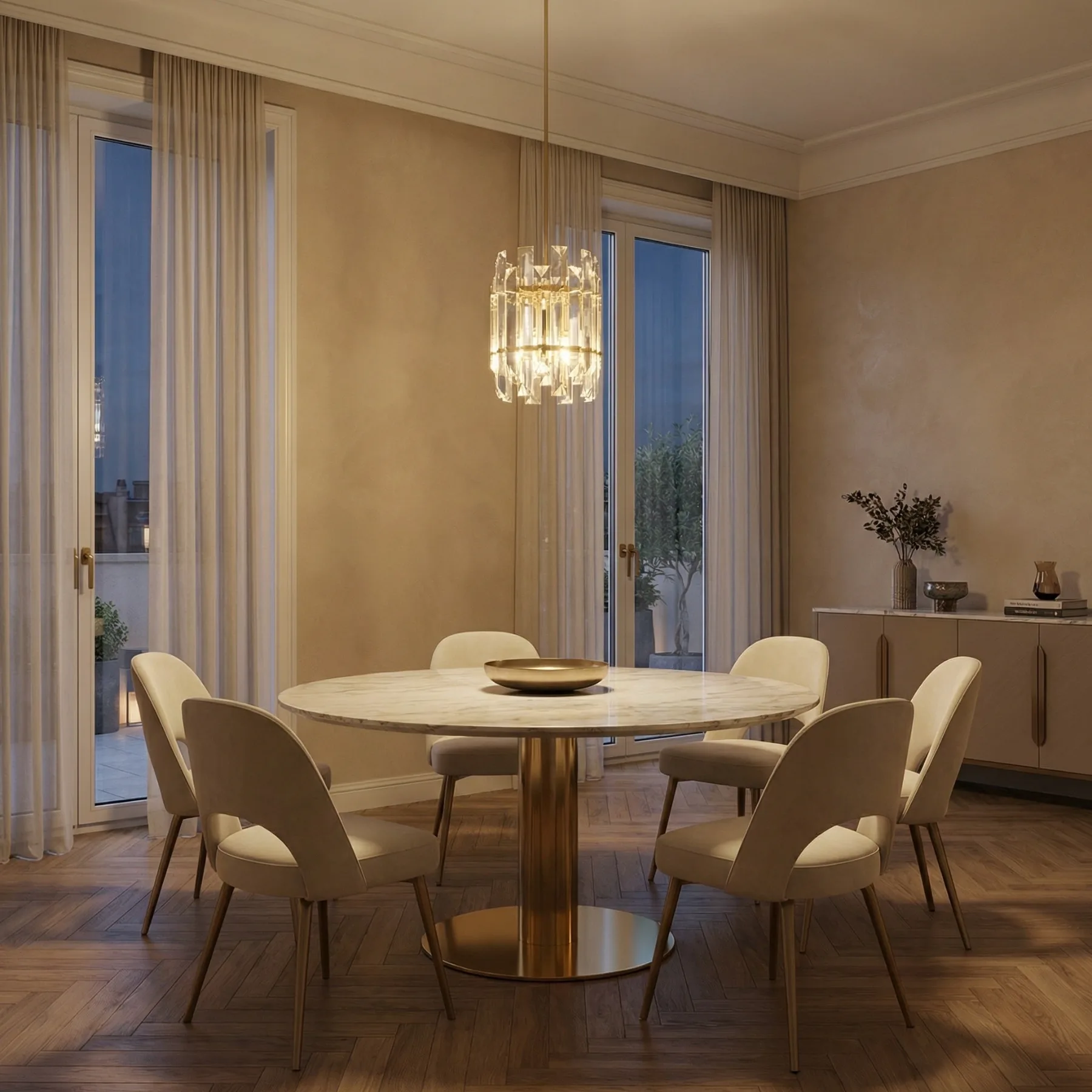 Gilded Crystal Cylinder Pendant Light image 3