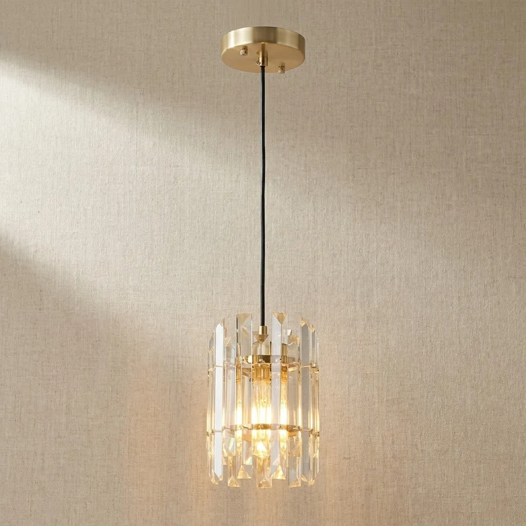 Gilded Crystal Cylinder Pendant Light custom pendants