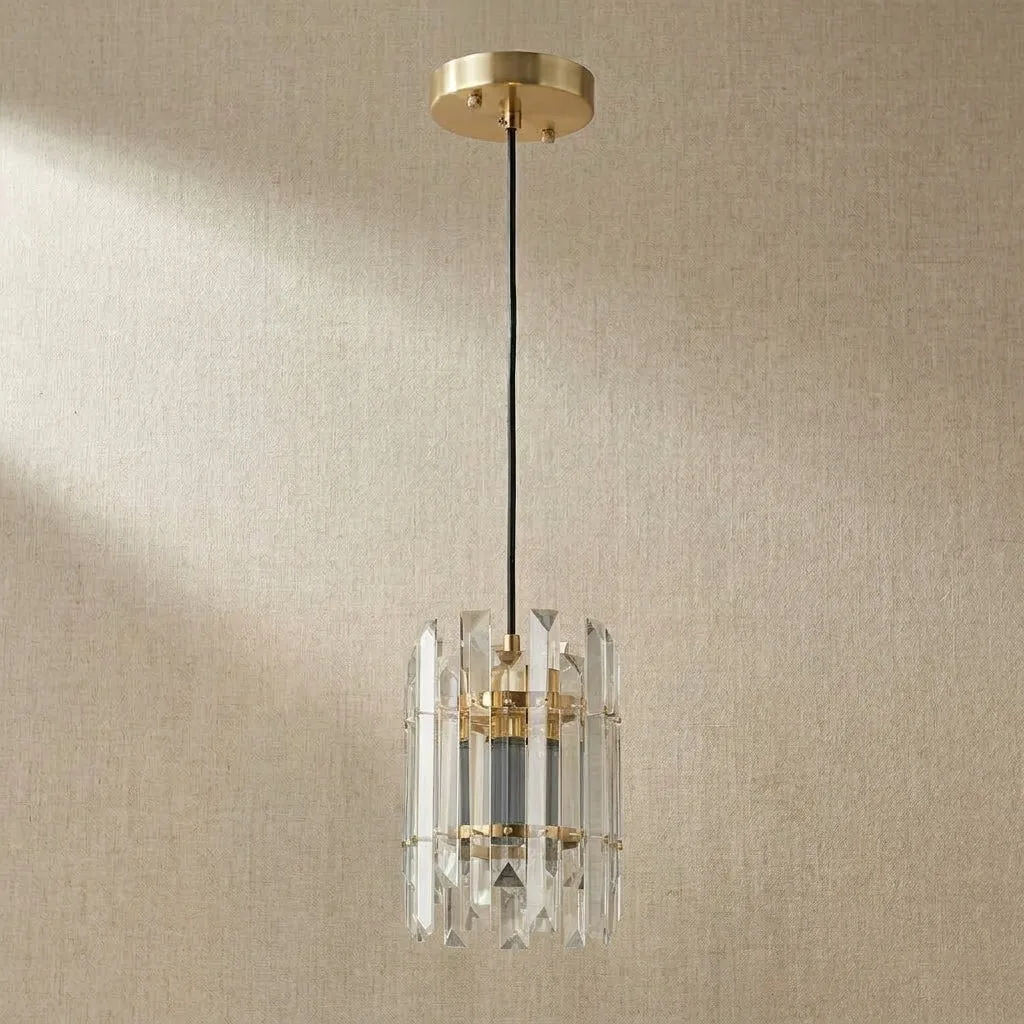 Gilded Crystal Cylinder Pendant Light image 2