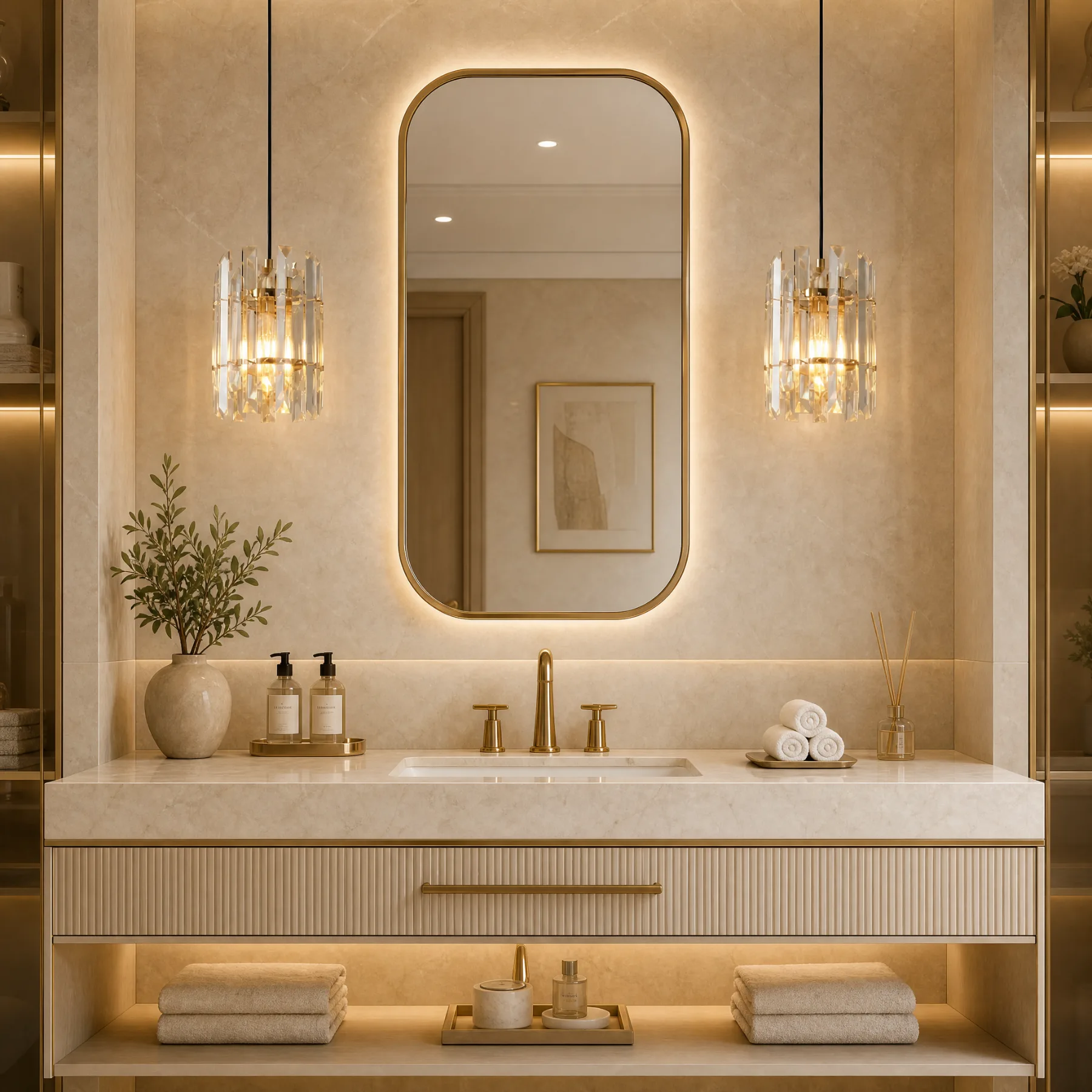 Gilded Crystal Cylinder Pendant Light image 6