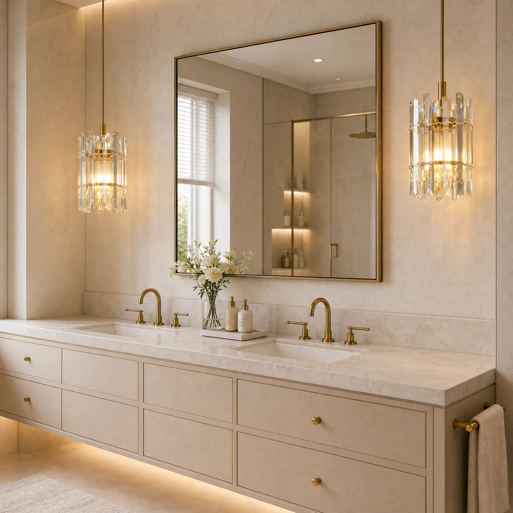 Gilded Crystal Cylinder Pendant Light image 7