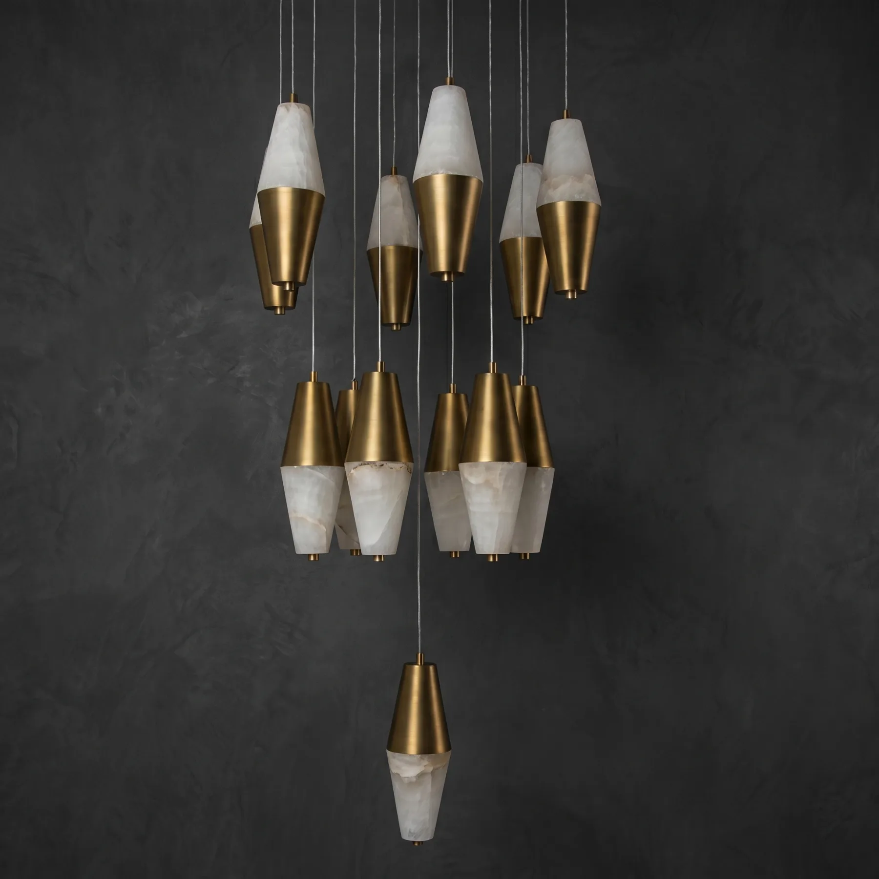 Luminous Alabaster Brass Chandelier image 2