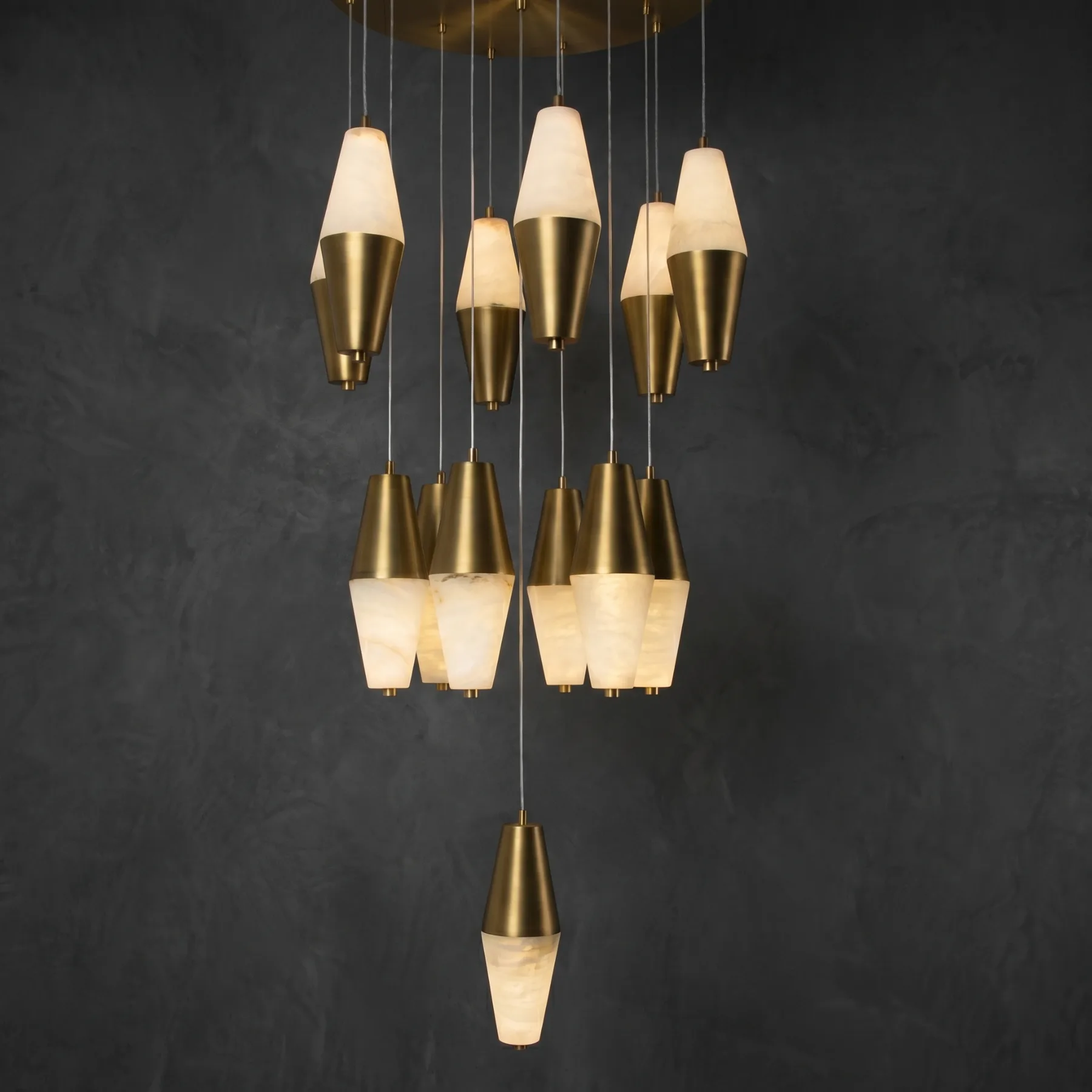 Luminous Alabaster Brass Chandelier custom chandeliers