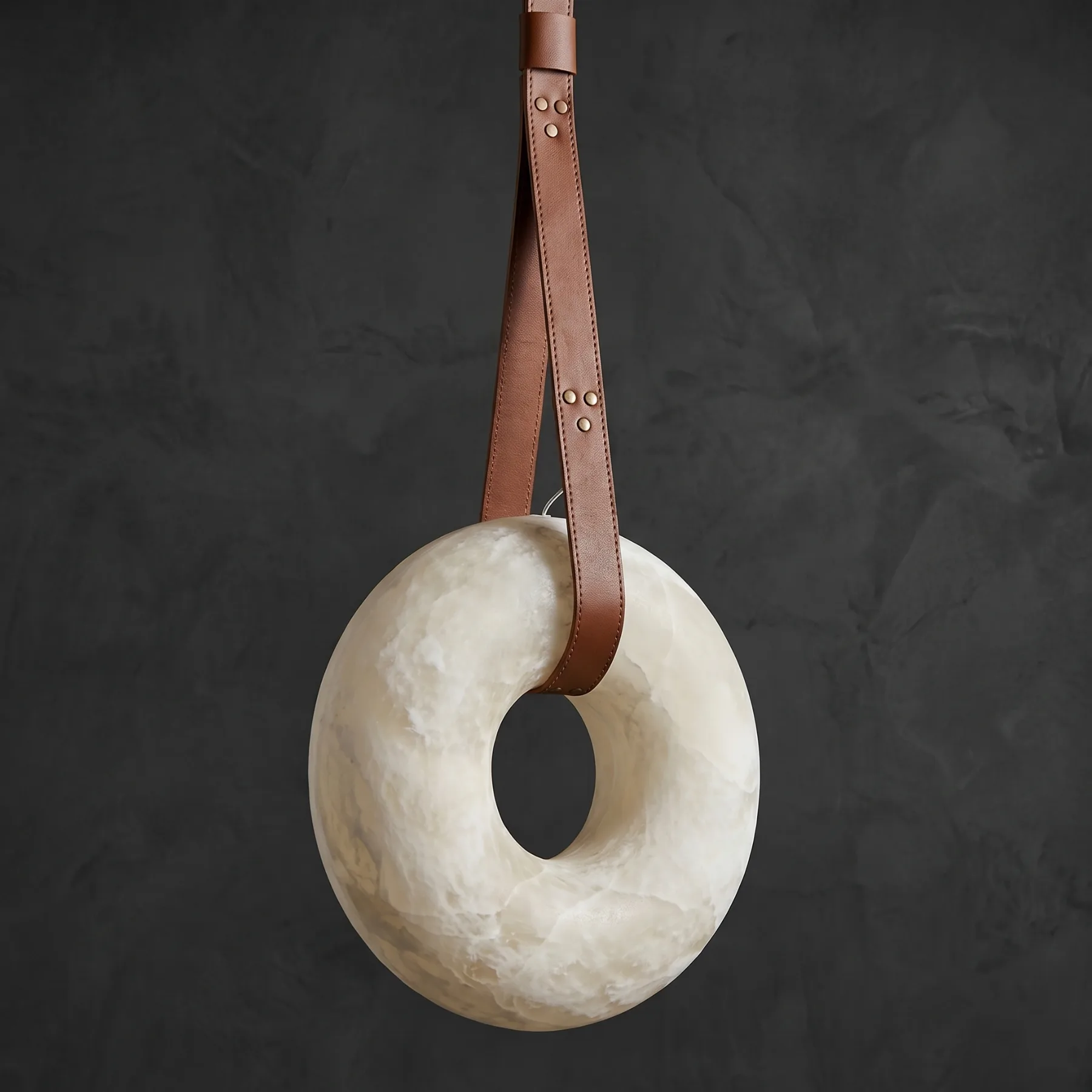 Luminous Alabaster Leather Pendant image 2