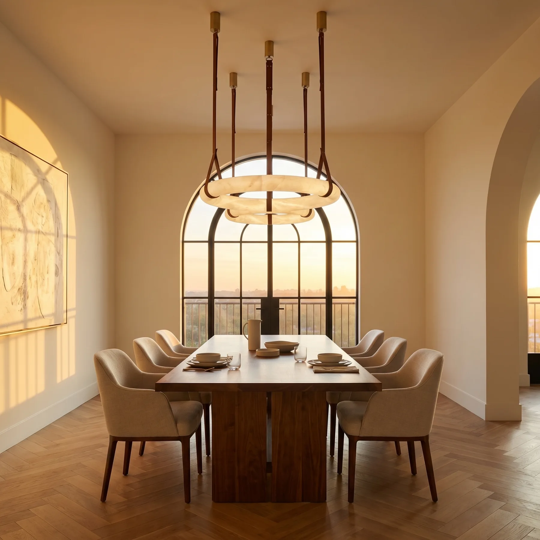 Sculpted Alabaster Ring Chandelier image 4