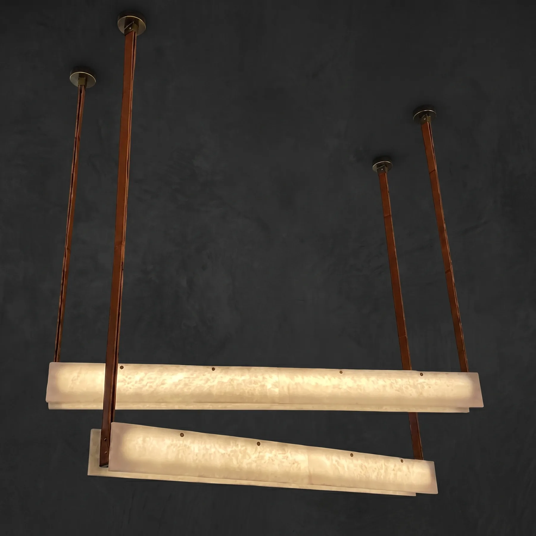 Warm Alabaster Linear Chandelier custom chandeliers