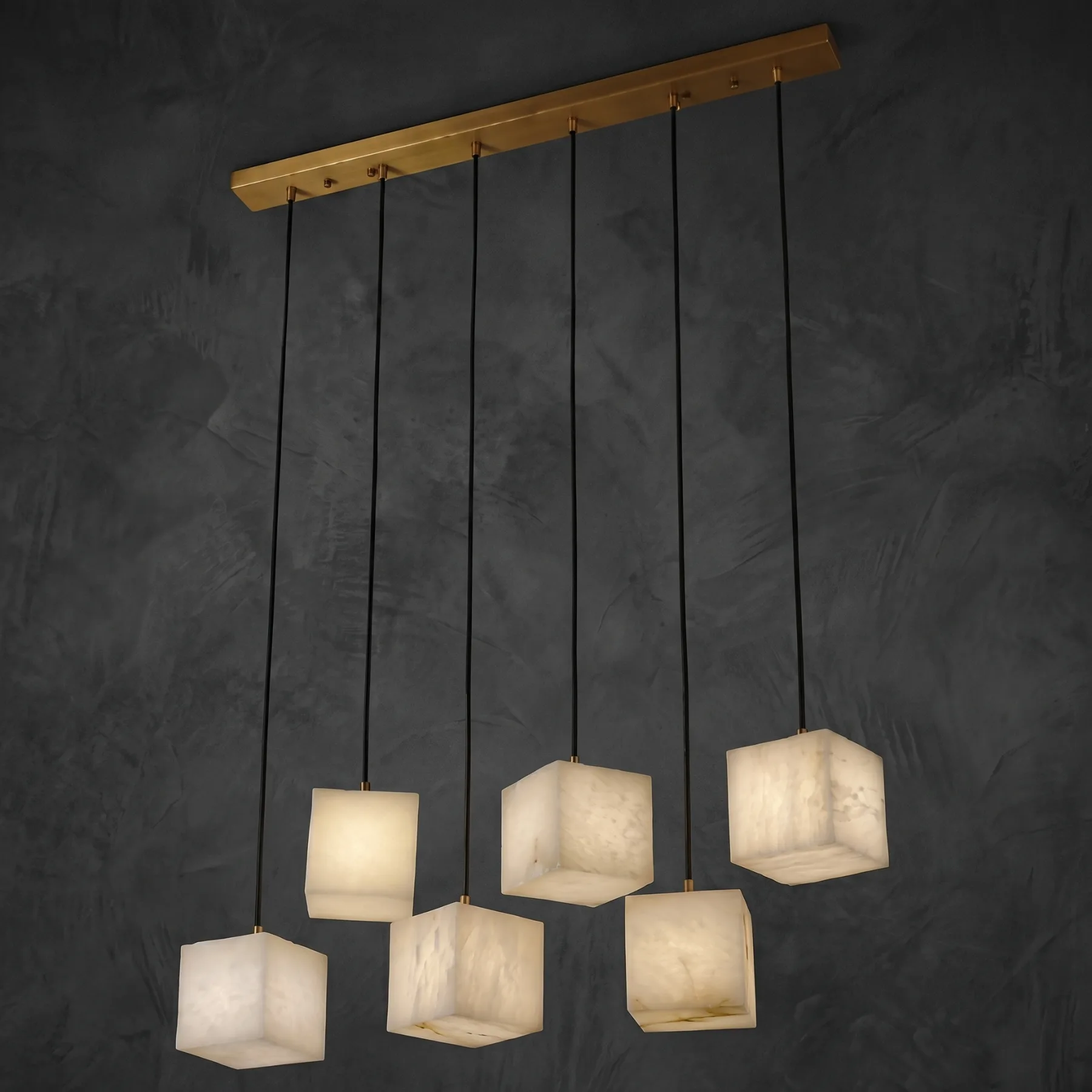 Luminous Alabaster Cube Linear Pendant custom pendants