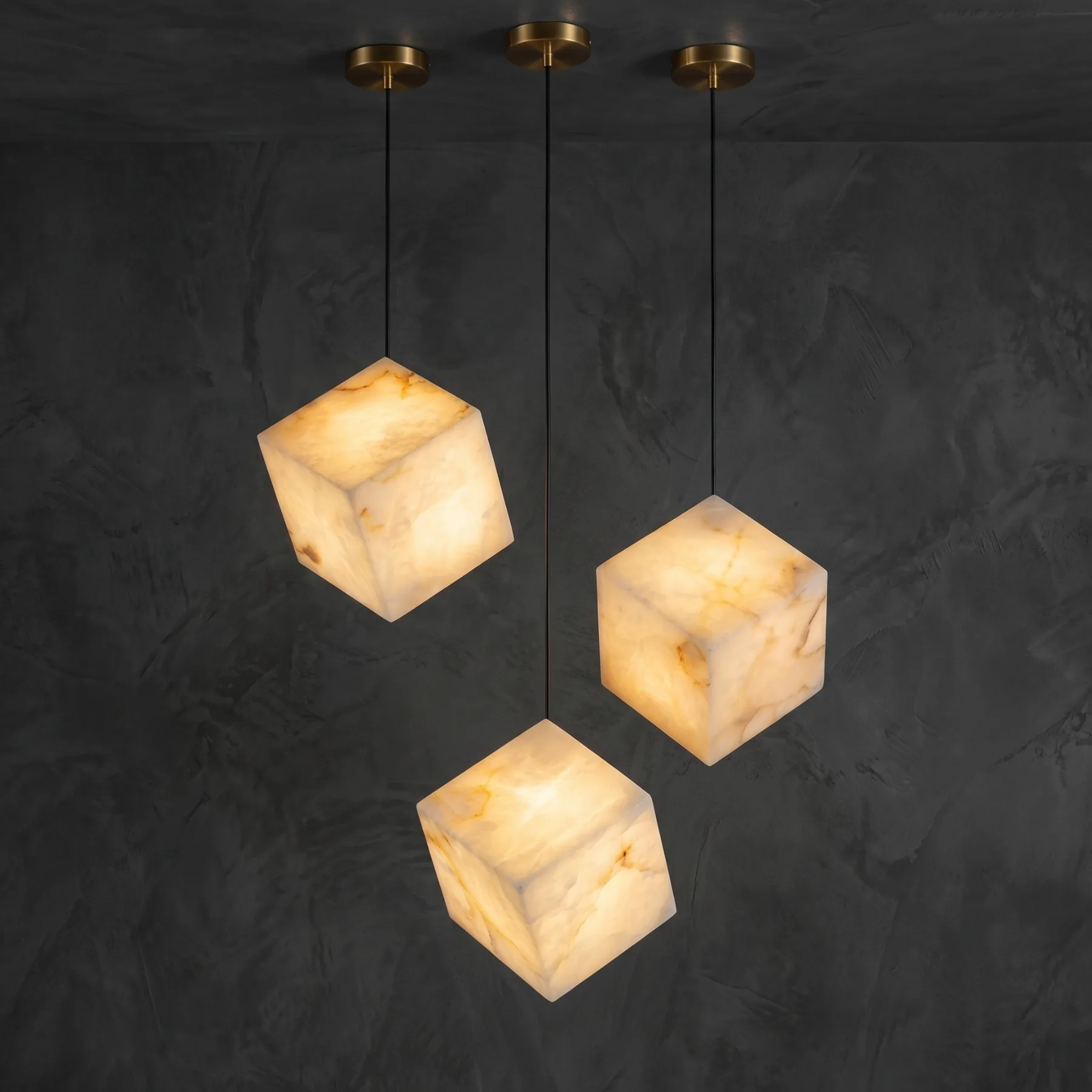 Luminous Alabaster Cube Pendant Light custom pendants