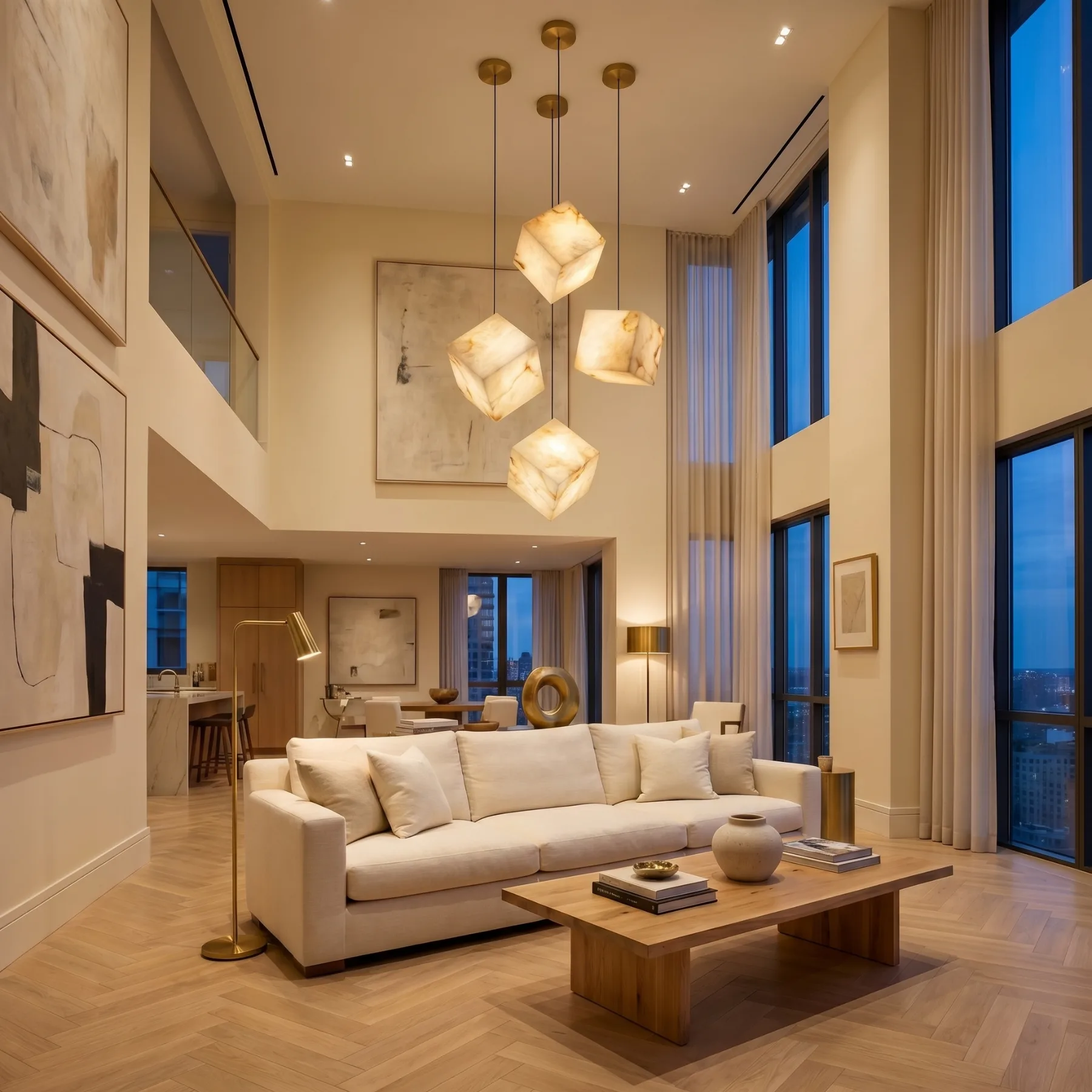 Luminous Alabaster Cube Pendant Light image 3