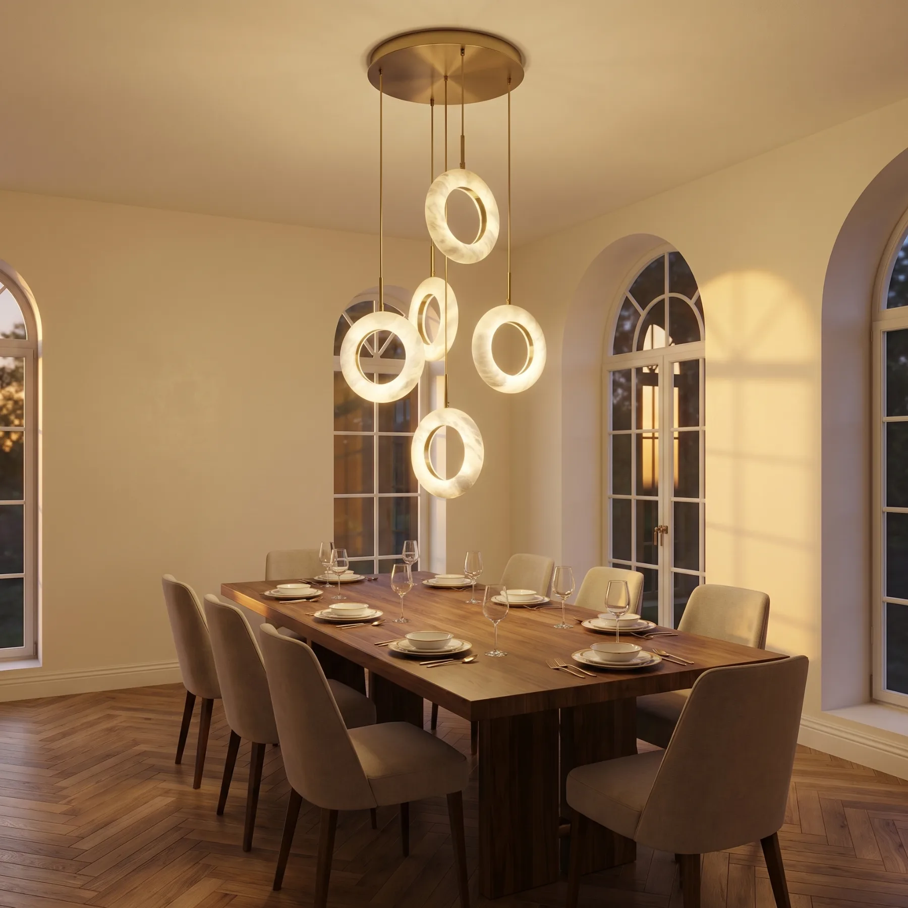 Luminous Alabaster Ring Chandelier image 4