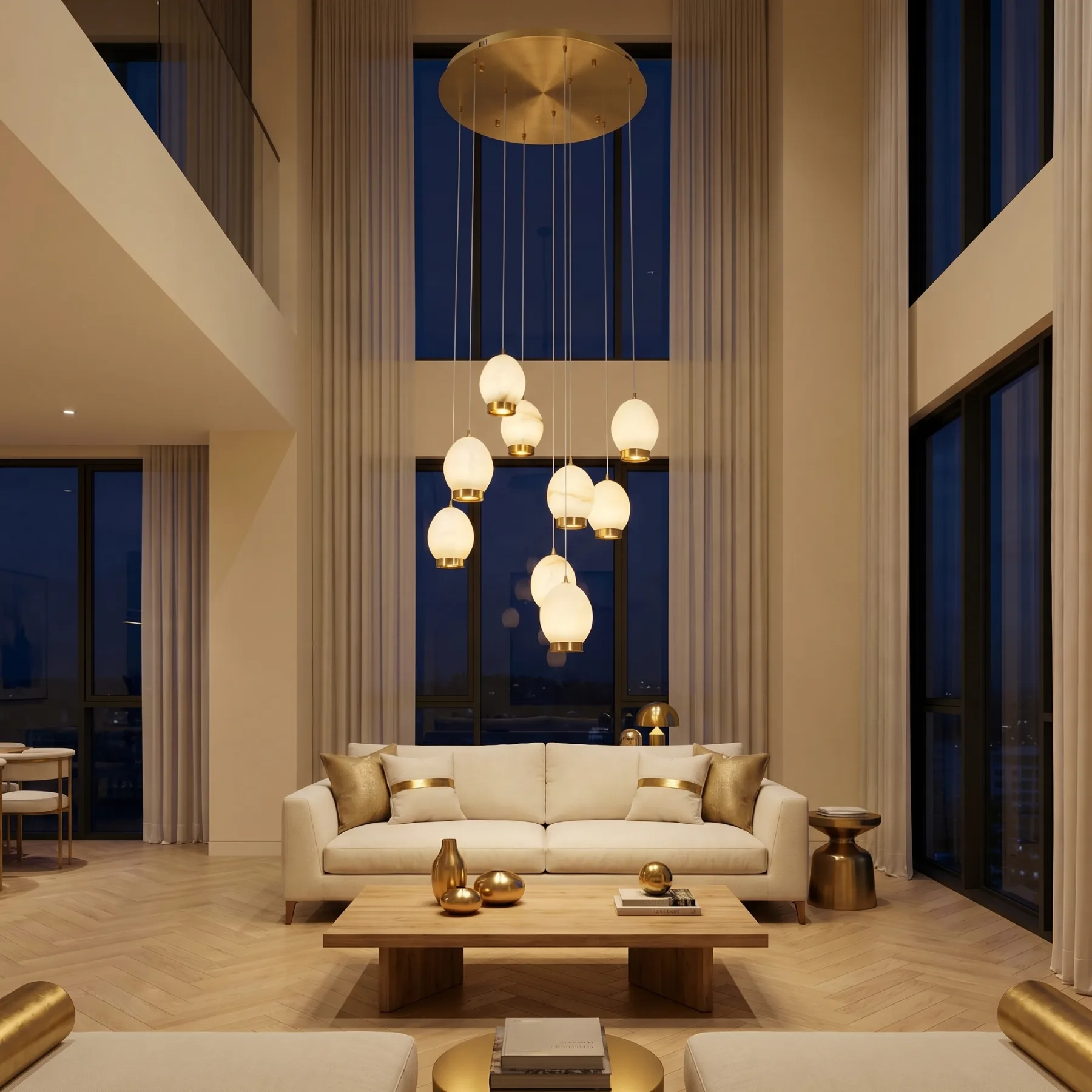 Luminous Alabaster Cluster Chandelier image 3