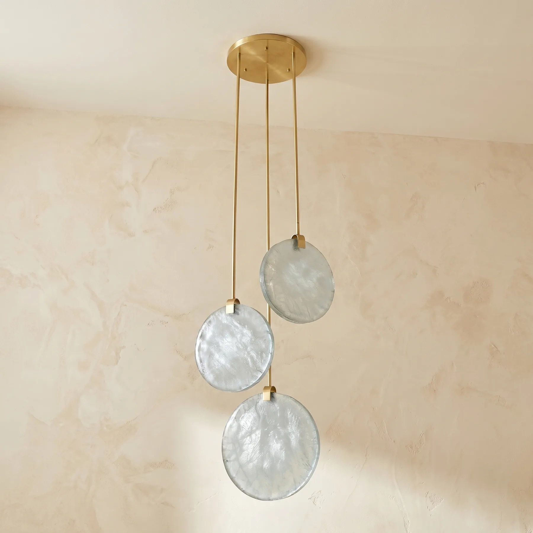 Gilded Disc Alabaster Pendant Light image 2