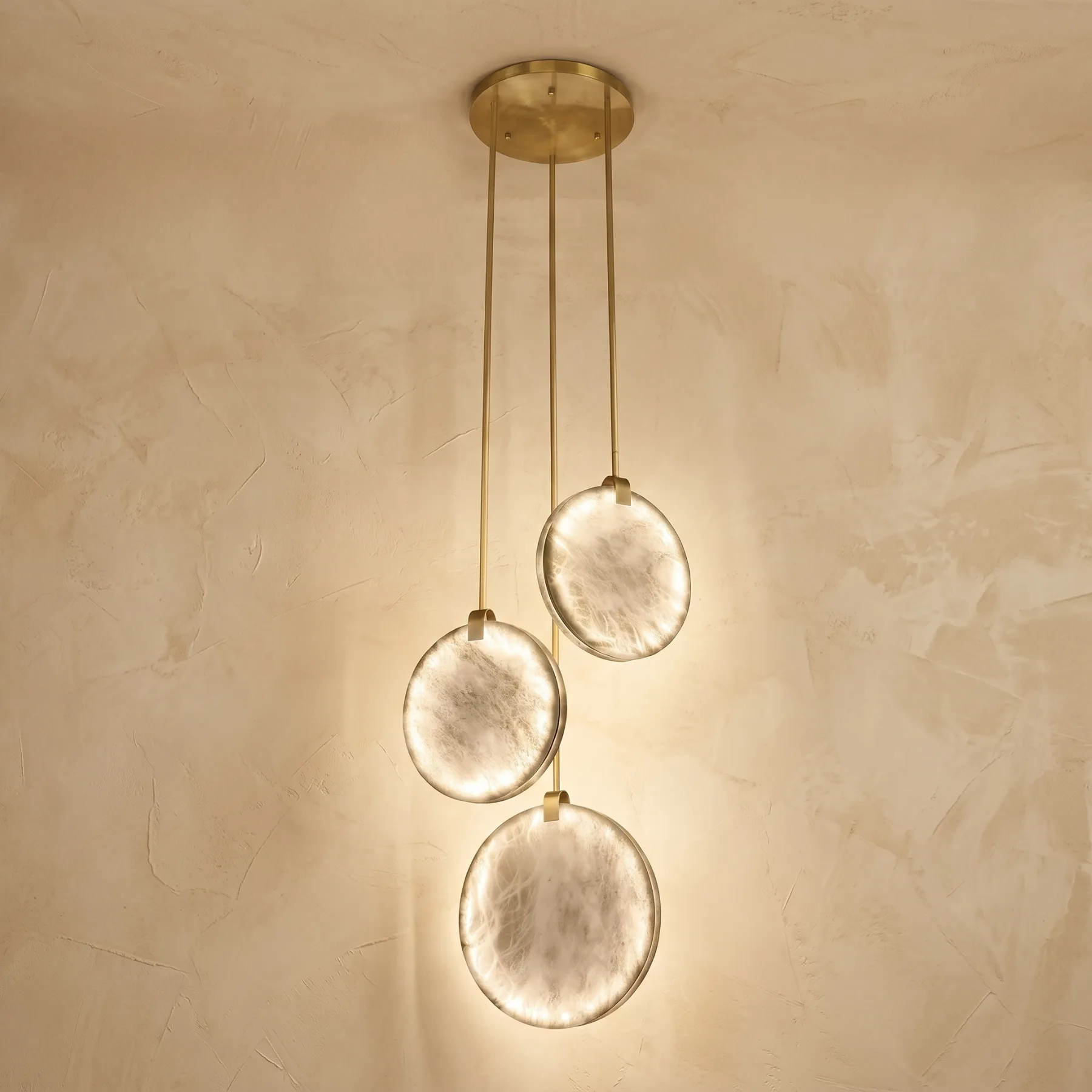 Gilded Disc Alabaster Pendant Light custom pendants