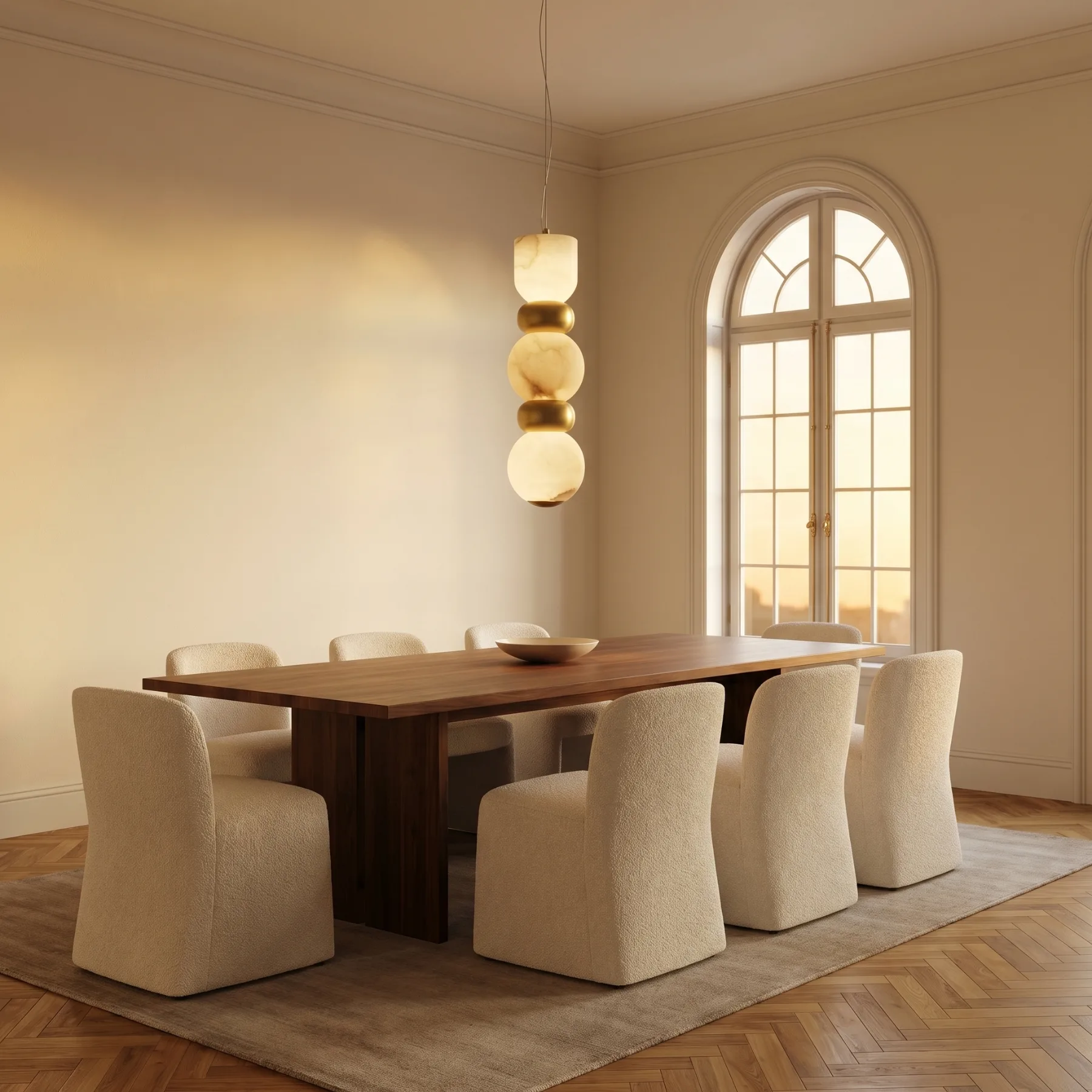 Sculpted Alabaster Brass Pendant Light image 4