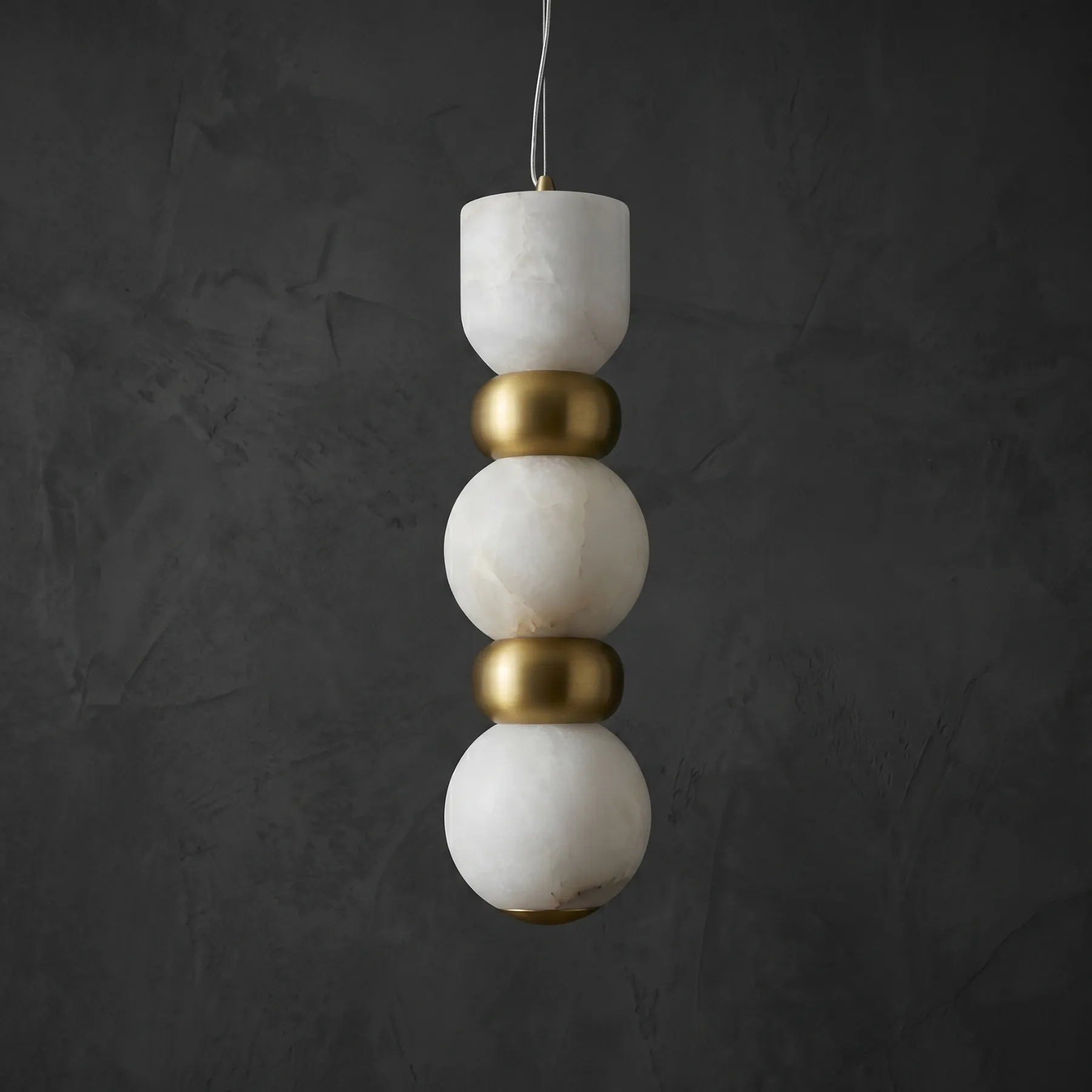 Sculpted Alabaster Brass Pendant Light image 2