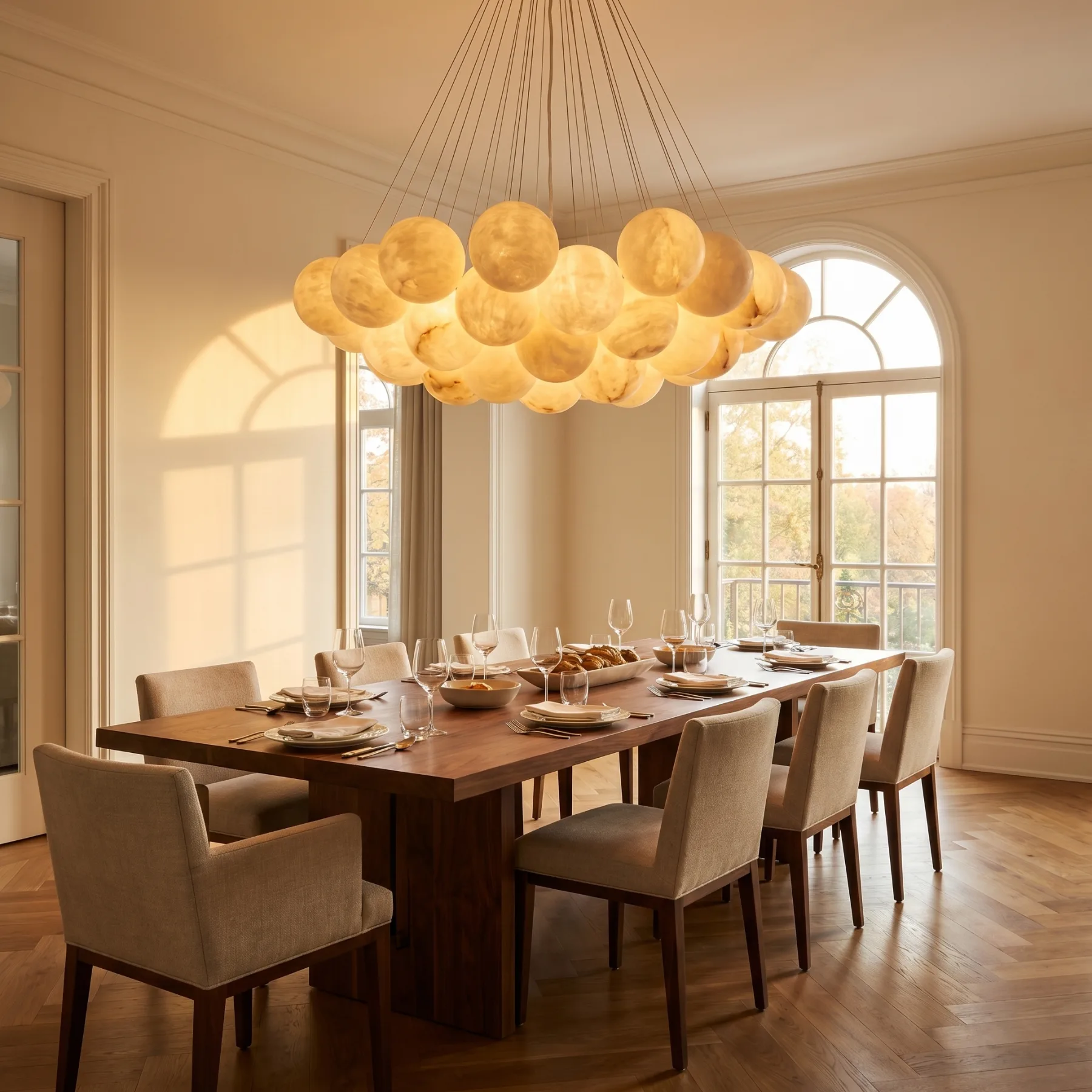 Clouded Alabaster Globe Chandelier image 4