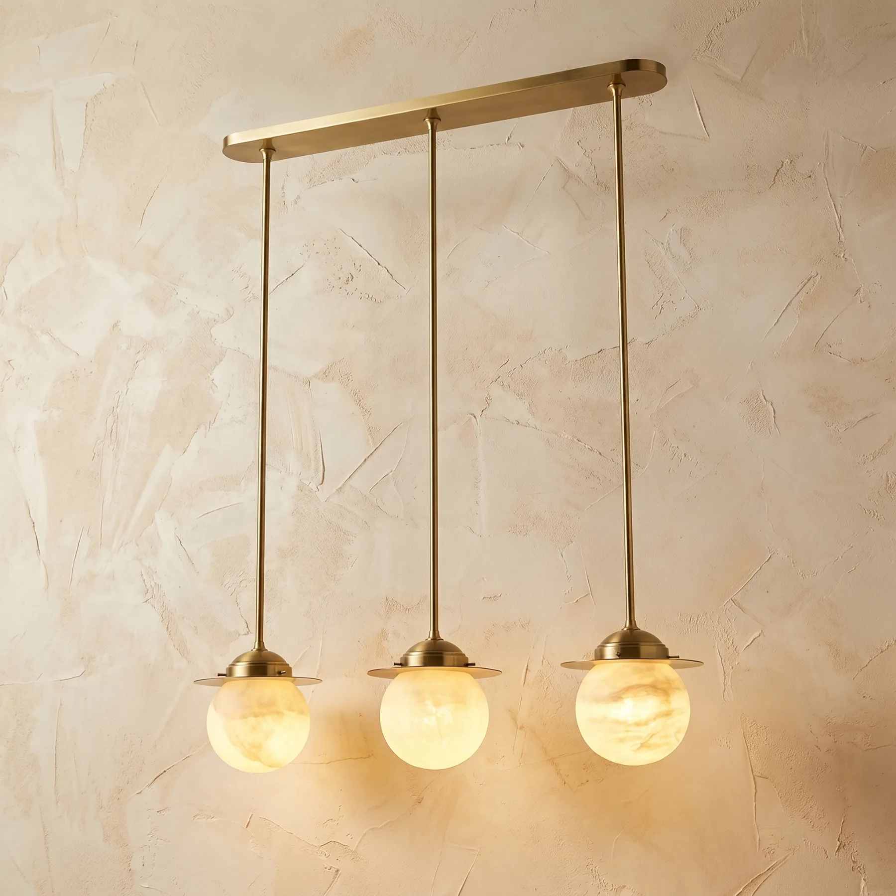 Brass Alabaster Globe Linear Pendant custom pendants