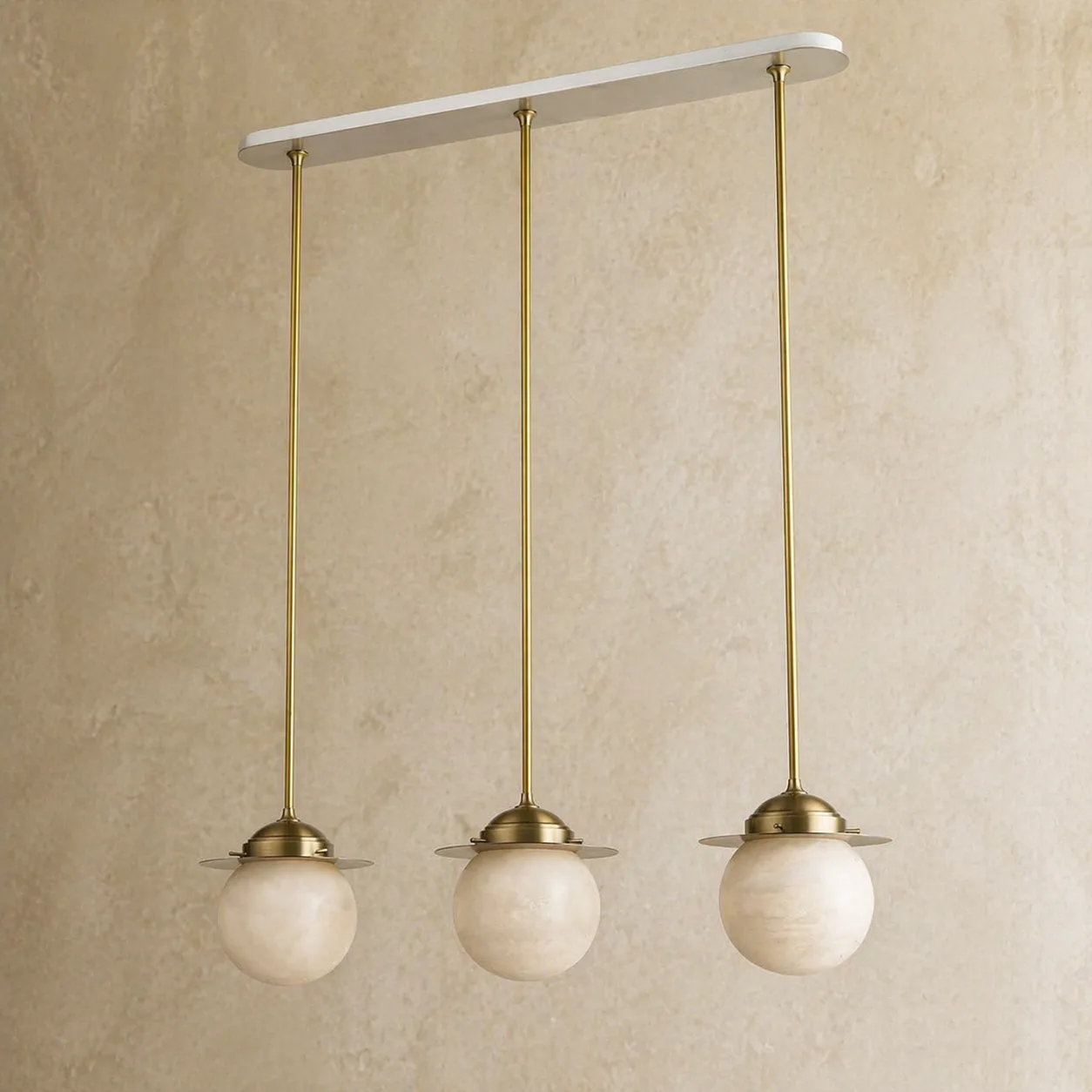 Brass Alabaster Globe Linear Pendant image 2