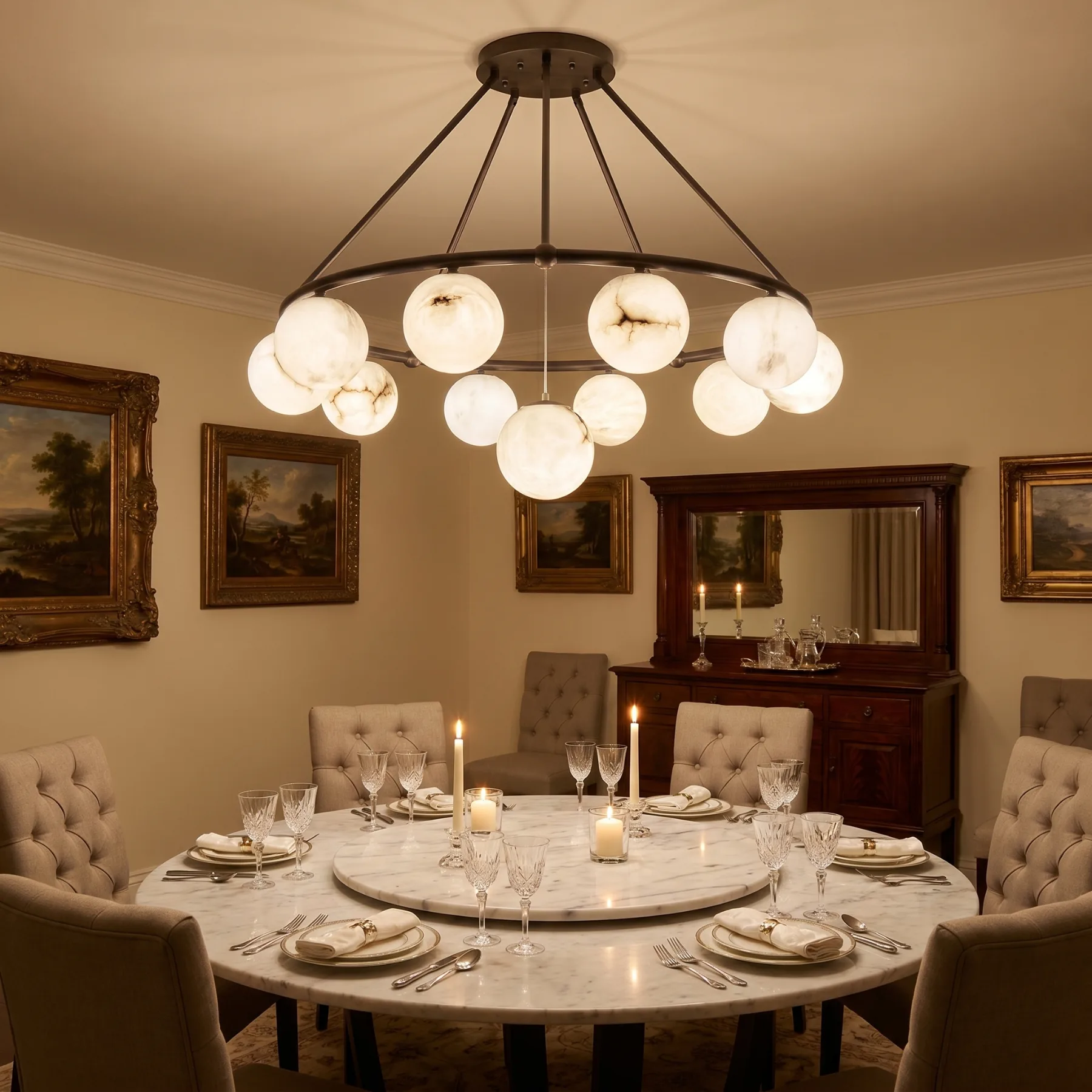 Luminous Alabaster Globe Chandelier image 5